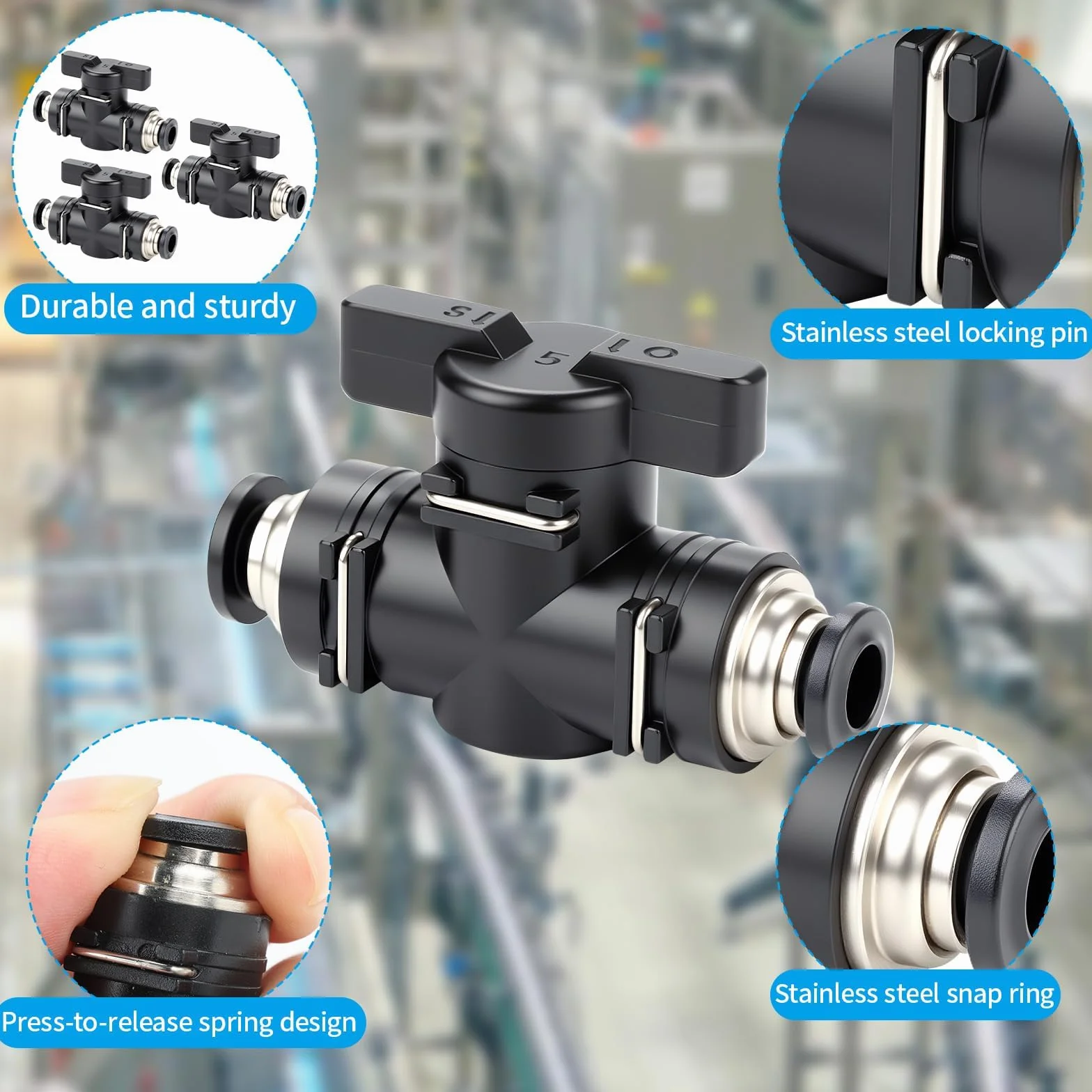 3 sztuki złączki pneumatyczne proste 8 mm