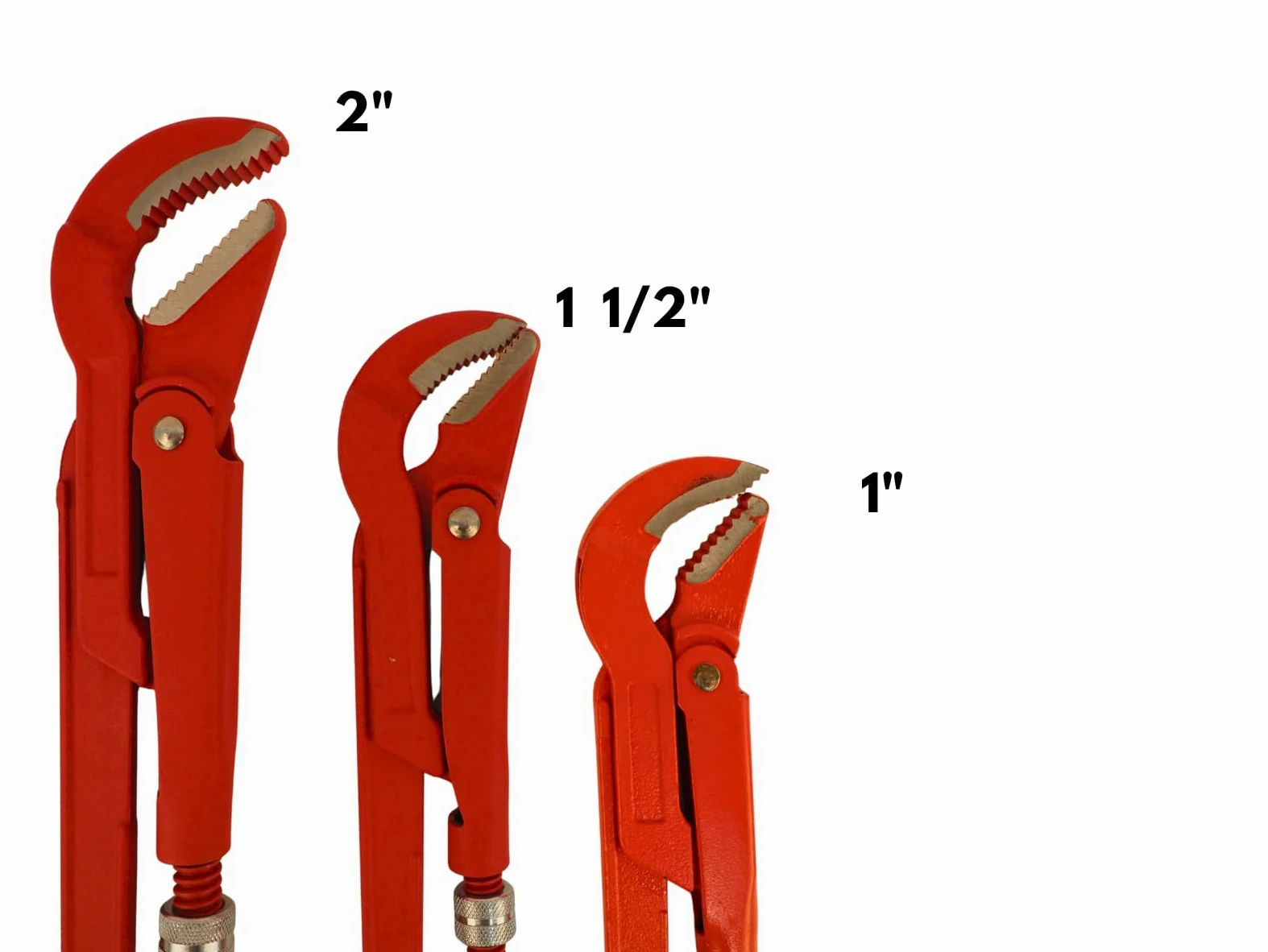 3-częściowy zestaw szczypiec do rur – 1" 1,5" 2" – regulowany stalowy klucz do rur – czerwone hydrauliczne szczypce do rur – wytrzymała konstrukcja stalowa do instalacji sanitarnych i