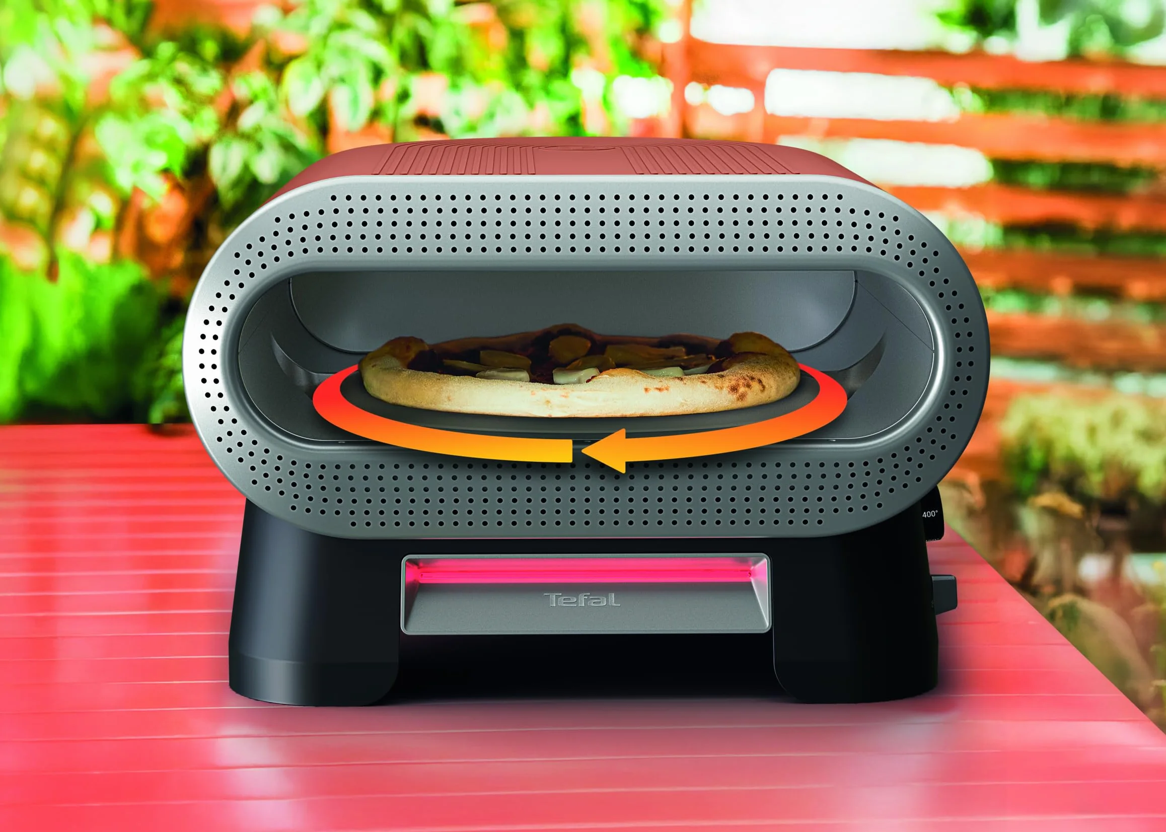 Tefal Pizza Pronto Elektryczny piec do pizzy na zewnątrz, automatyczny kamień obrotowy, 400°C, 4 temperatury