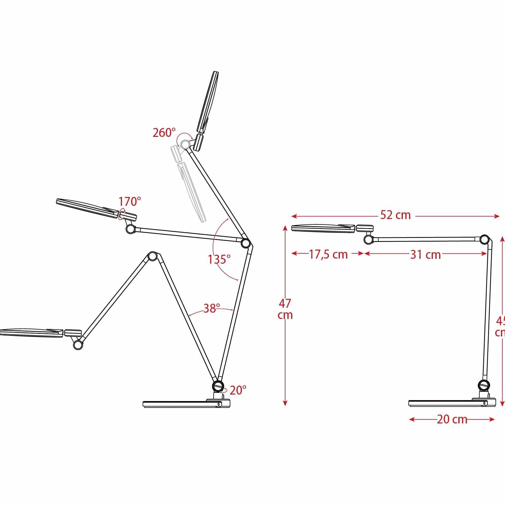 FeinTech LTL00620 lampa biurkowa LED, funkcja ładowania, bezprzewodowe ładowanie indukcyjne, ładowanie bezprzewodowe, srebrno-szara