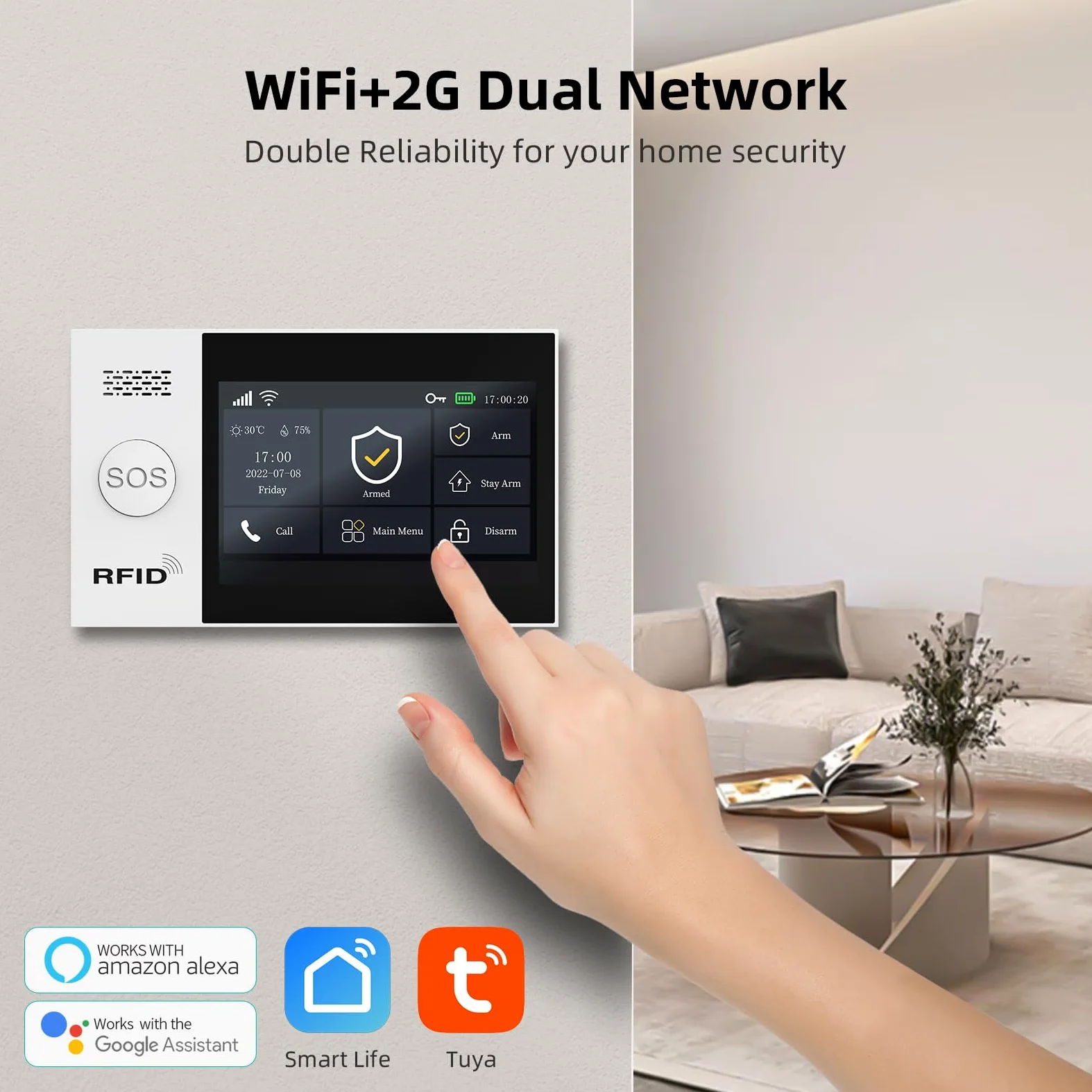 XNY 4.3 calowy ekran dotykowy do domu, bezprzewodowy alarm WiFi/gsm, system alarmowy z syrenką, 8 sztuk: czujnik ruchu, czujniki drzwi i okien, pilot zdalnego sterowania