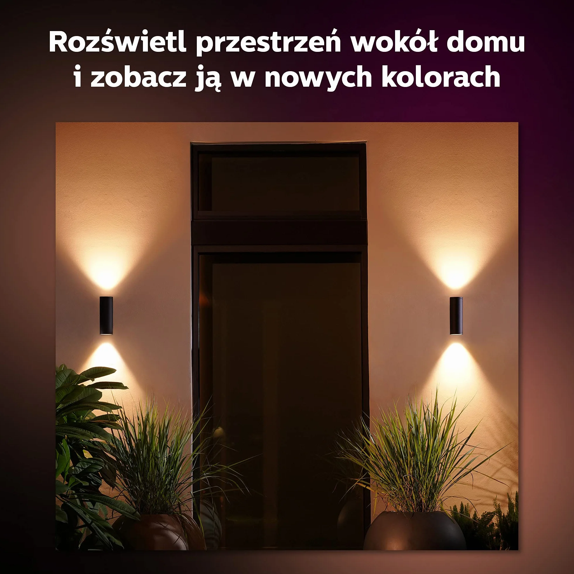 Philips Hue Appear Colour Smart LED Zewnętrzny Kinkiet Ścienny (1szt.), Kinkiet Zewnętrzny z Paletą 16 mln Kolorów i Możliwością Ściemniania Sterowany Aplikacją