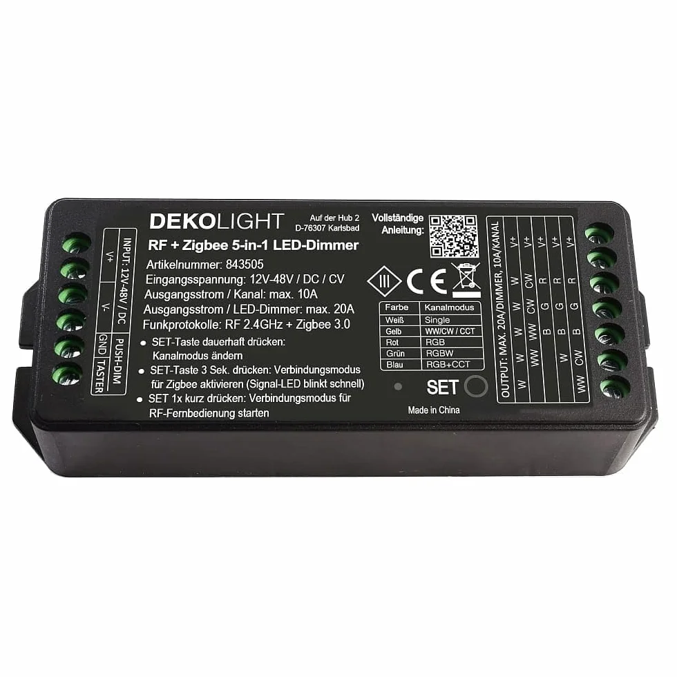 Deko-Light Sterownik RF-smart, ściemniacz LED 5 w 1, 5 kanałów, 12-48 V, 20 A, IP20, czarny