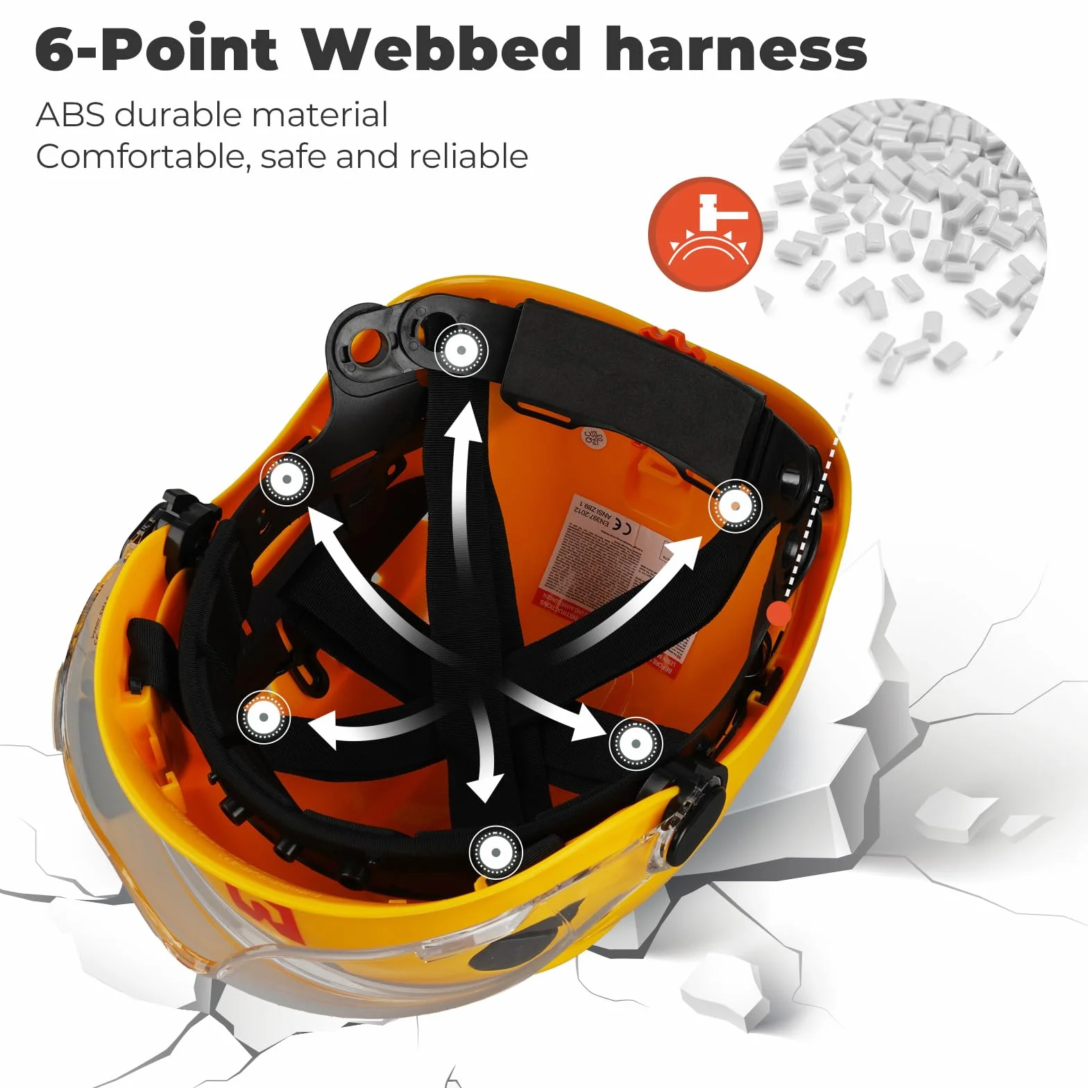 Kask ochronny z wizjerem, EN397 kask ochronny z opaską przeciwpotową, regulowany obwód głowy od 53 do 63 cm, wytrzymały materiał ABS dla mężczyzn i kobiet
