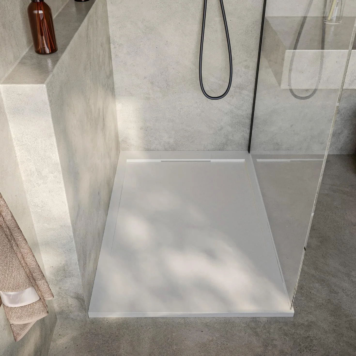 SOULHOME Brodzik prysznicowy– Żywica– Gel Coat– Gładka/Kamienna tekstura – Antypoślizgowy – złamana biel- 140X70- Niski 3cm– Elegancki SAME