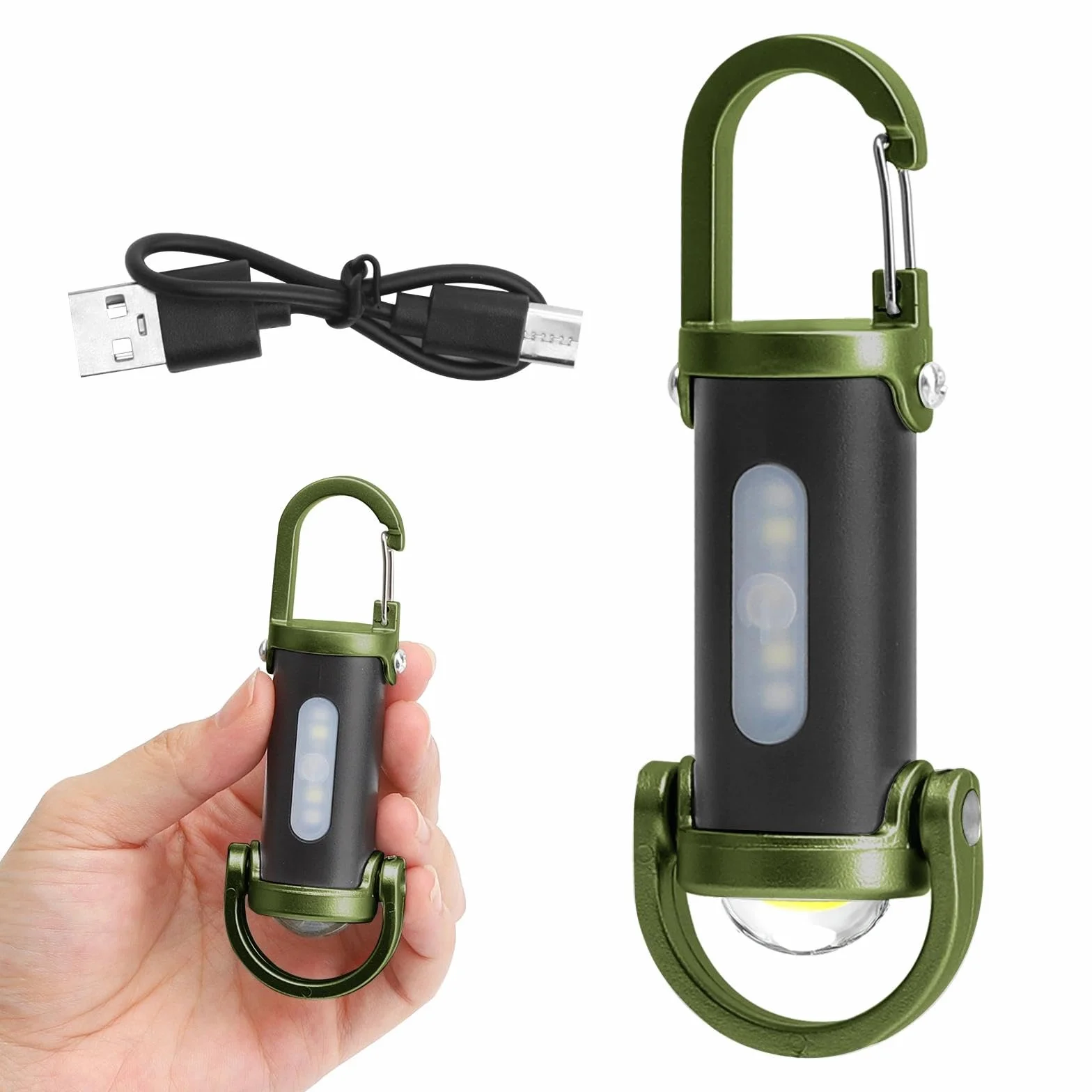 TNSLAND Mini latarka breloczek do kluczy, super jasna latarka LED, ładowana, wodoszczelna, 7 trybów pracy, z kablem USB, do domu, samochodu, na zewnątrz, w podróży, na kempingu, w pracy