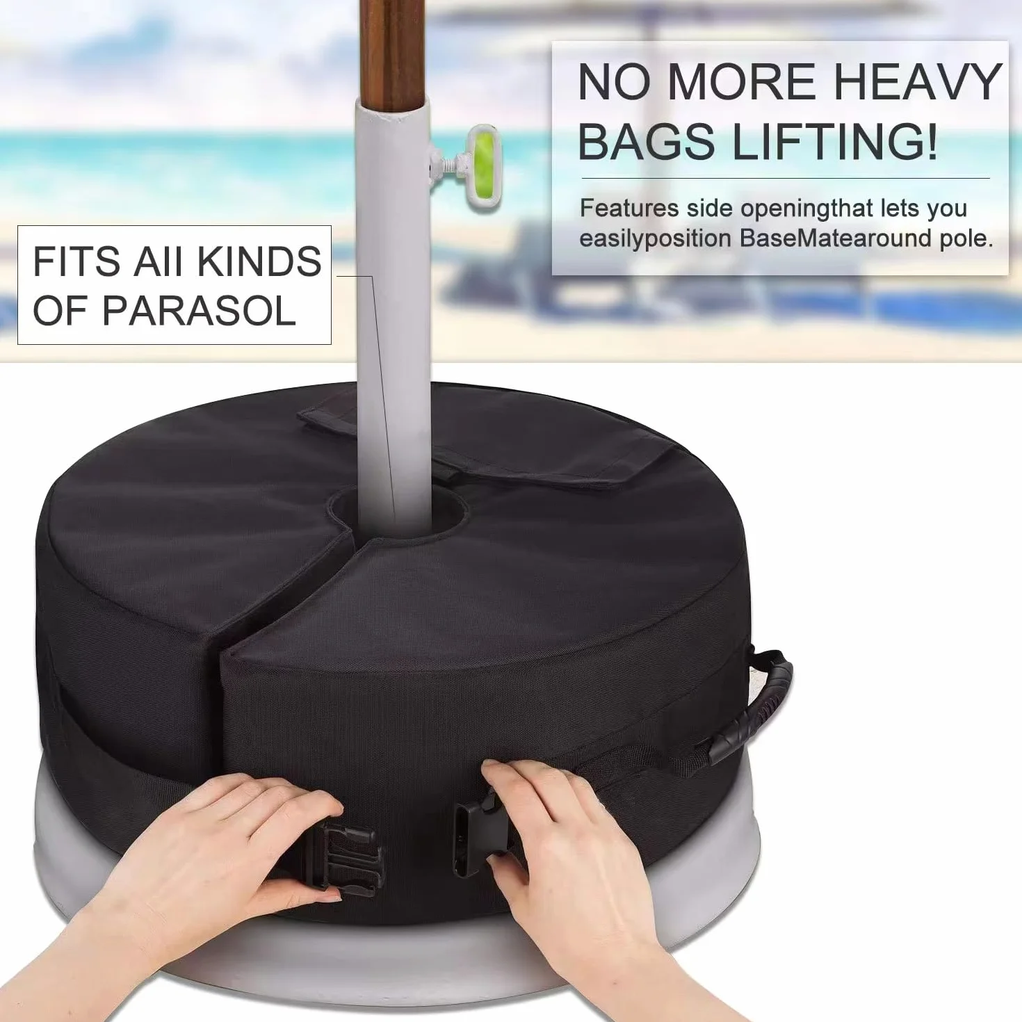 Flagest Podstawa Parasola Ogrodowego Z Regulacją Średnicy 40 kg Okrągły Parasol Przeciwsłoneczny Patio Beach