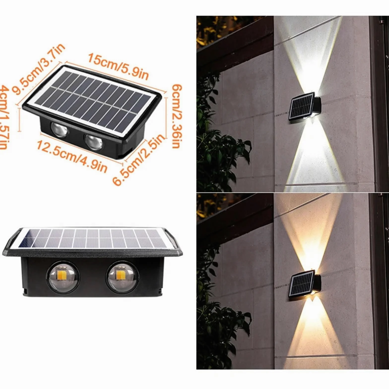 Zewnętrzna lampa solarna Led Lampa odblaskowa Wall Washer Potężna słoneczna lampa ścienna 1 sztuka, SAGESWA, 4led