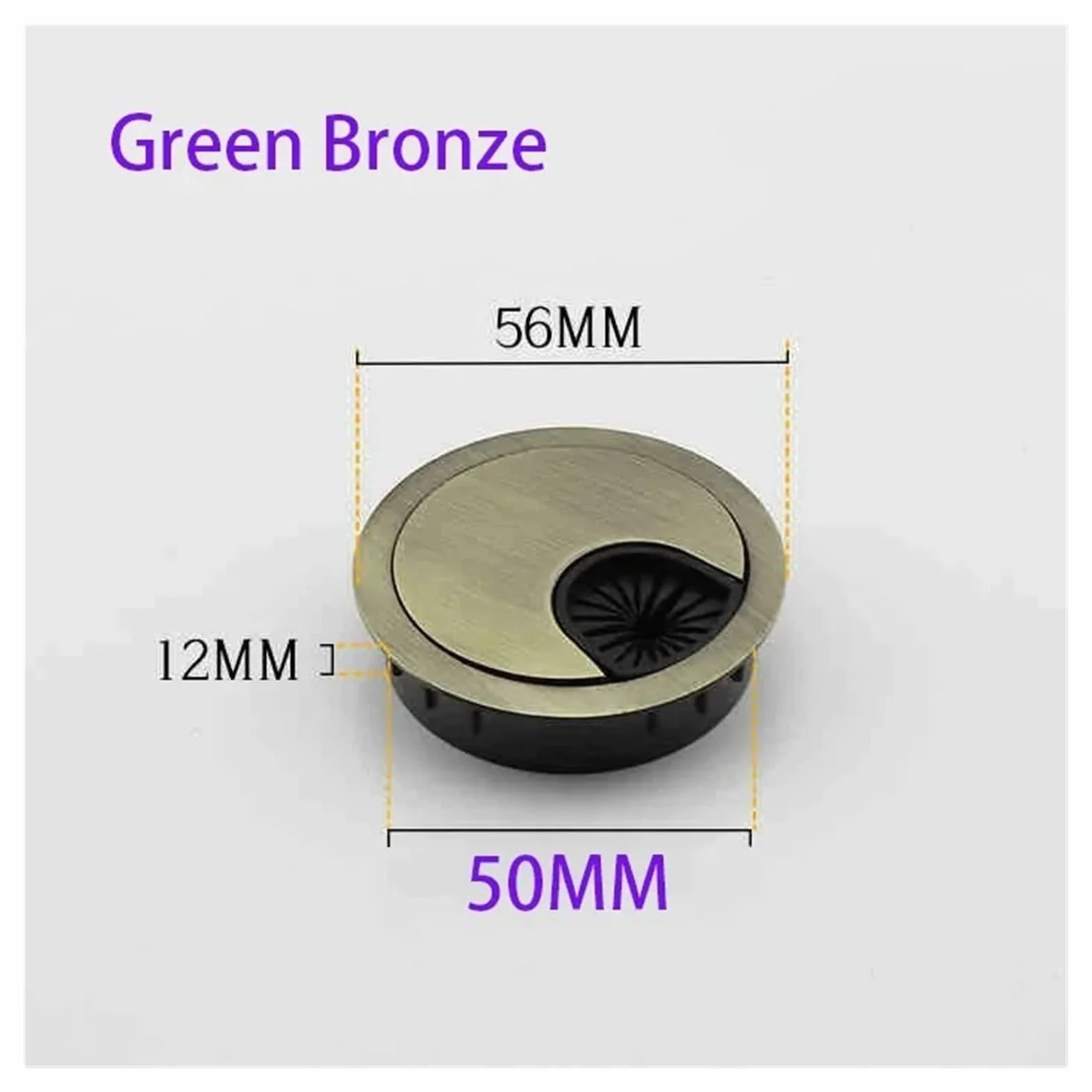 1/2/4/8 szt. blacha na biurko ze stopu cynku 50/53/60/80 mm osłona na kabel do organizera (50 mm zielony brąz, 4 szt.)