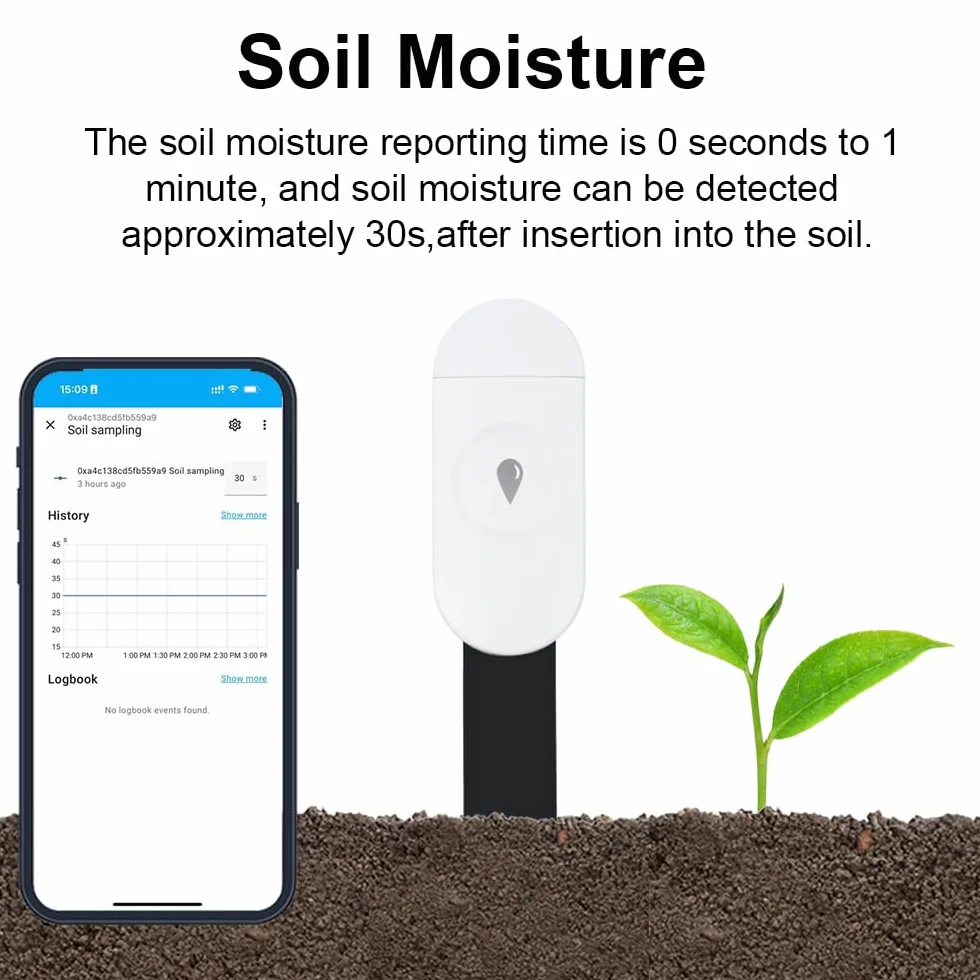 Haozee Inteligentny czujnik wilgotności gleby Zigbee, higrometr/termometr do ogrodu, kompatybilny z Home Assistant