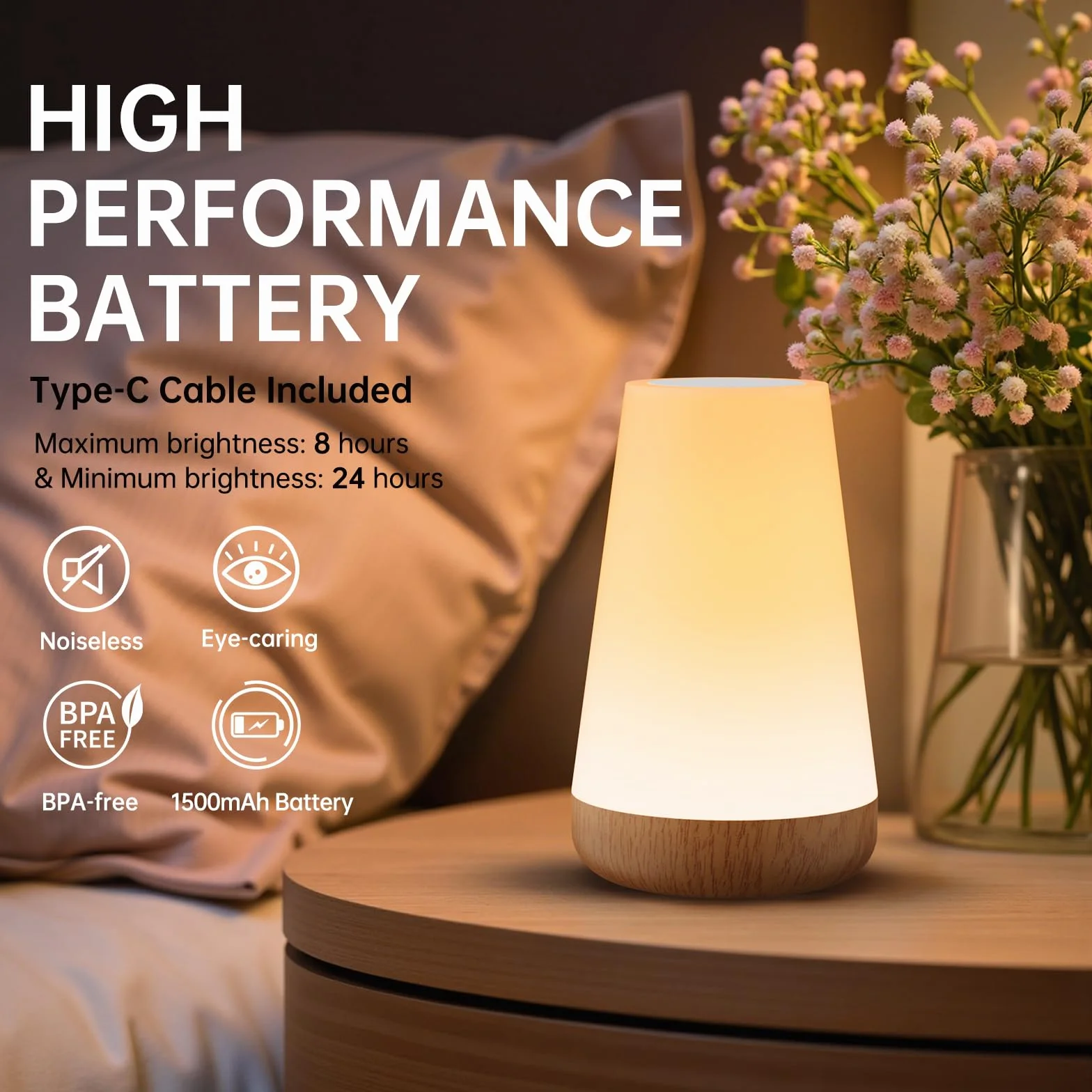 Lampka Nocna Led, Taipow Regulowana Dotykowa Lampa Stołowa z Pilotem Zdalnego Sterowania i 13 Kolorów i 3 Tryby, Lampki Nocne dla Dzieci do Sypialni/Salonu, ładowanie USB