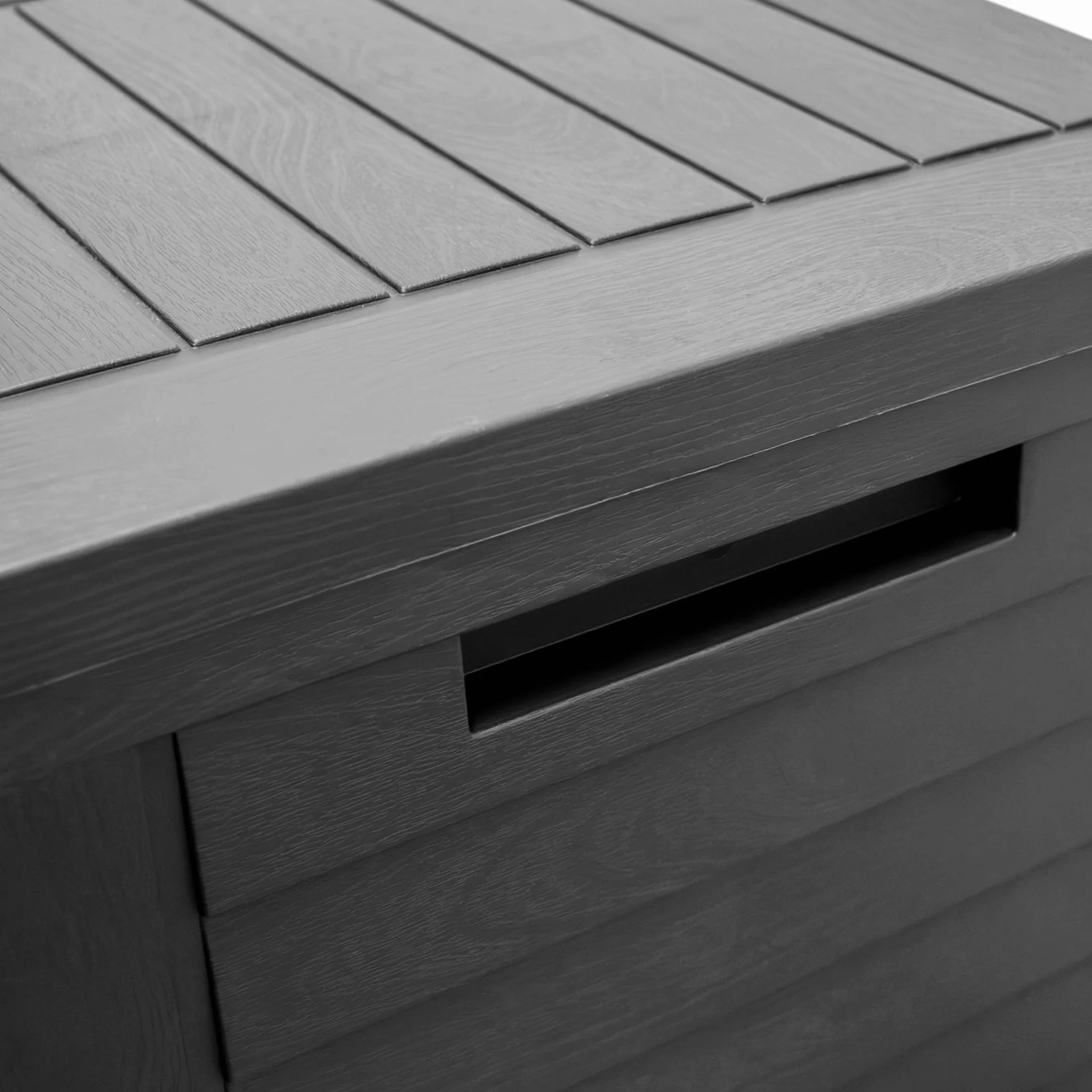 Spetebo plastikowa skrzynia na poduszki antracytowa w stylu drewna - 75 x 53 cm - skrzynia do przechowywania z pokrywą 160 L na poduszki - skrzynia ogrodowa na poduszki szydełkowe, skrzynia na