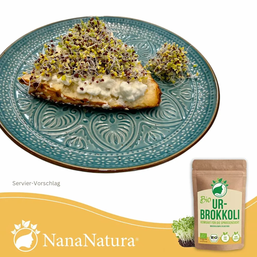 NanaNatura 's Organiczne nasiona kiełkowe | do uprawy pędów | o wyższej szybkości kiełkowania | Mikrozielone (Organiczne Brokuły, 180g)