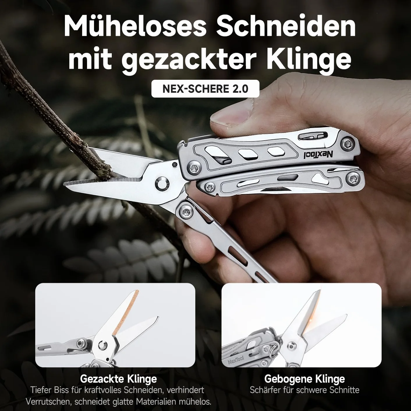 NexTool Multitool, F12 Mini Flagship narzędzie wielofunkcyjne 13 w 1, narzędzie wielofunkcyjne do breloczków z nożyczkami ząbkowanymi, pilnikiem, blokadą bezpieczeństwa, ulepszenie stali 80CrMoV14 do