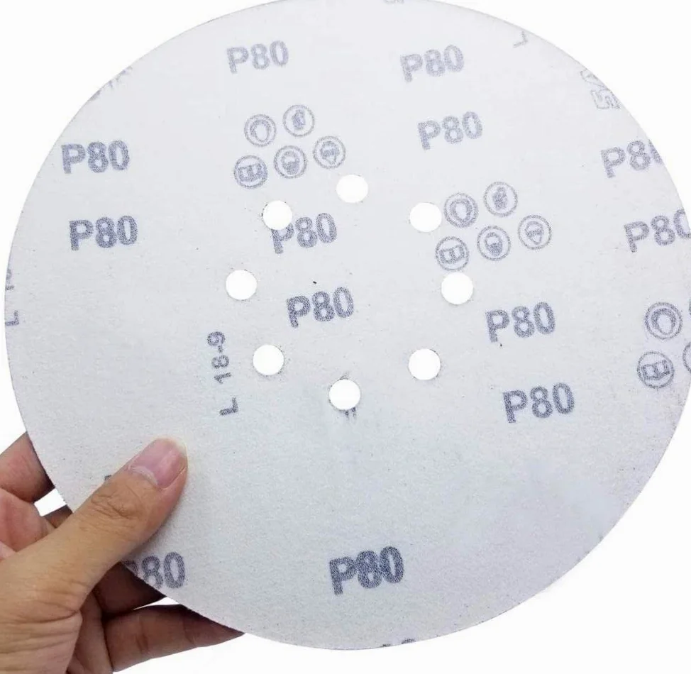10 sztuk 9 Cal 8 Hole Hook Loop papier ścierny 60-2000 Grys 225mm Ścierna tarcza szlifierska do szlifierki do płyt kartonowo-gipsowych Wykończenie mebli drewnianych, 180