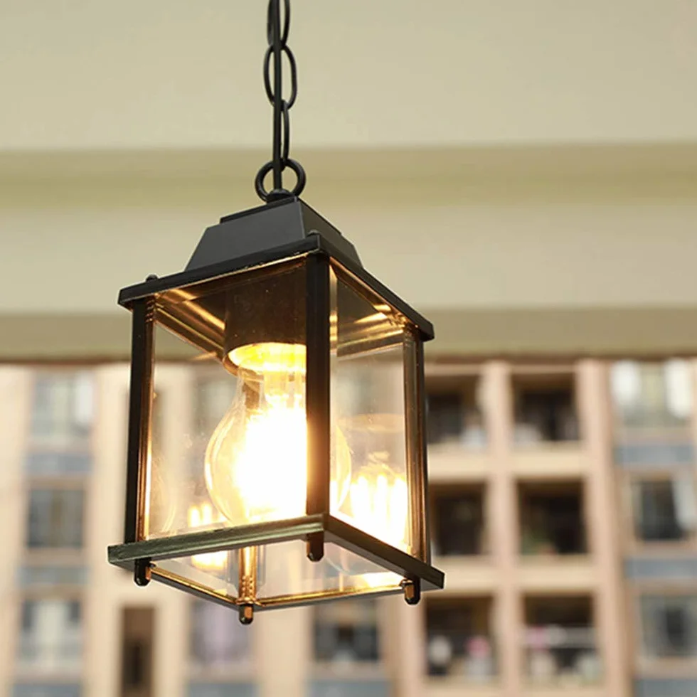 Mengjay Lampa wisząca w stylu retro, czarna, do użytku na zewnątrz, wodoszczelna, E27, z regulacją wysokości, aluminium, do jadalni, na balkon, dekoracyjny pawilon zewnętrzny