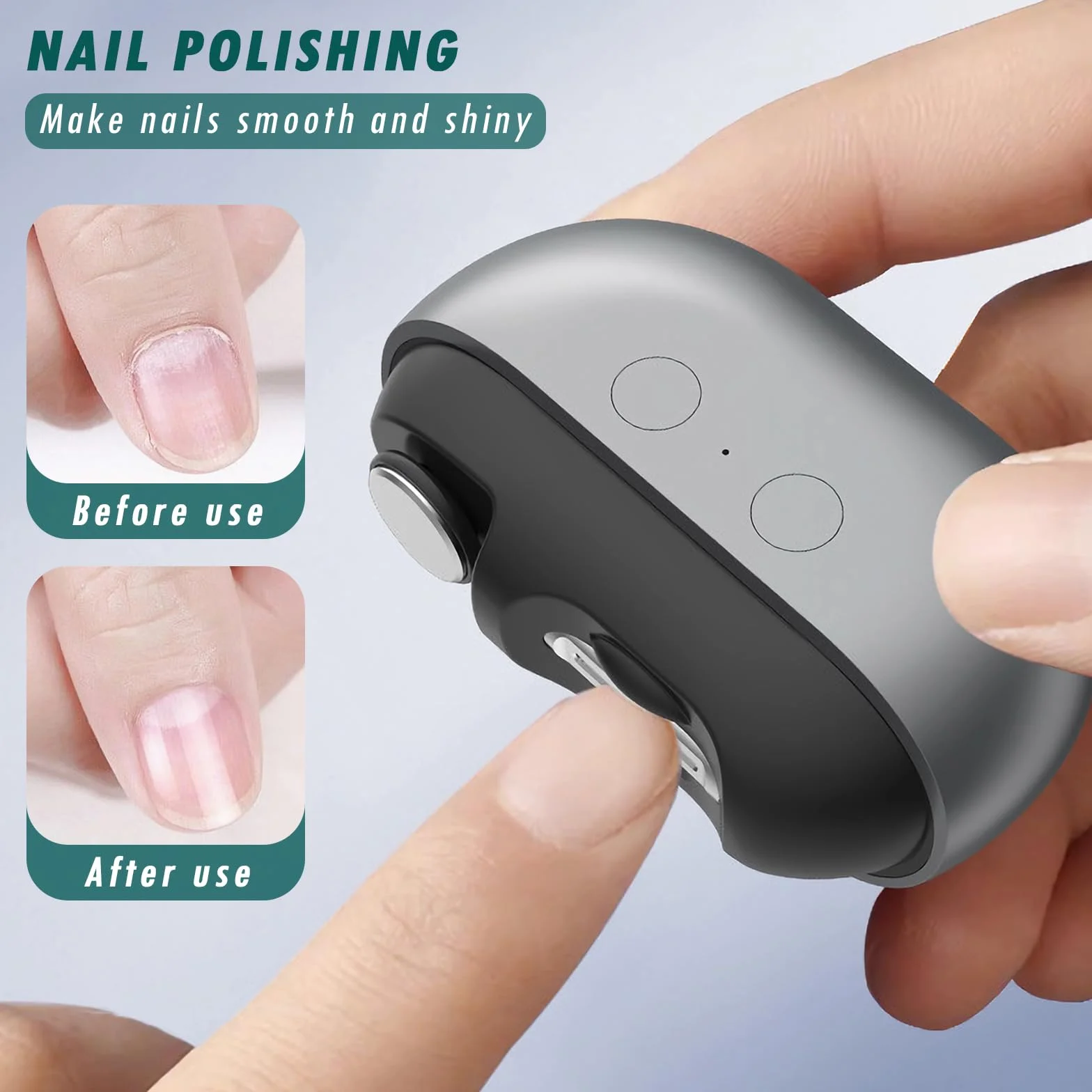 OneNine Elektryczny obcinacz do paznokci, 2 w 1, pilnik do paznokci ze światłem, zestaw do manicure, bez hałasu, obsługa jednym kliknięciem, przenośny pilnik do paznokci dla dzieci, osób starszych