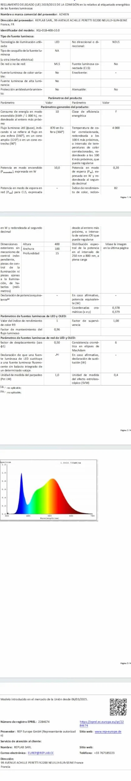 Oświetlenie lustra LED łazienka 10W 820LM 40cm neutralna biel 4000K Azhien, montaż 3w1 IP44 230V kinkiet lampa lustrzana 400mm, bez migotania oświetlenie lustra szafki łazienkowej