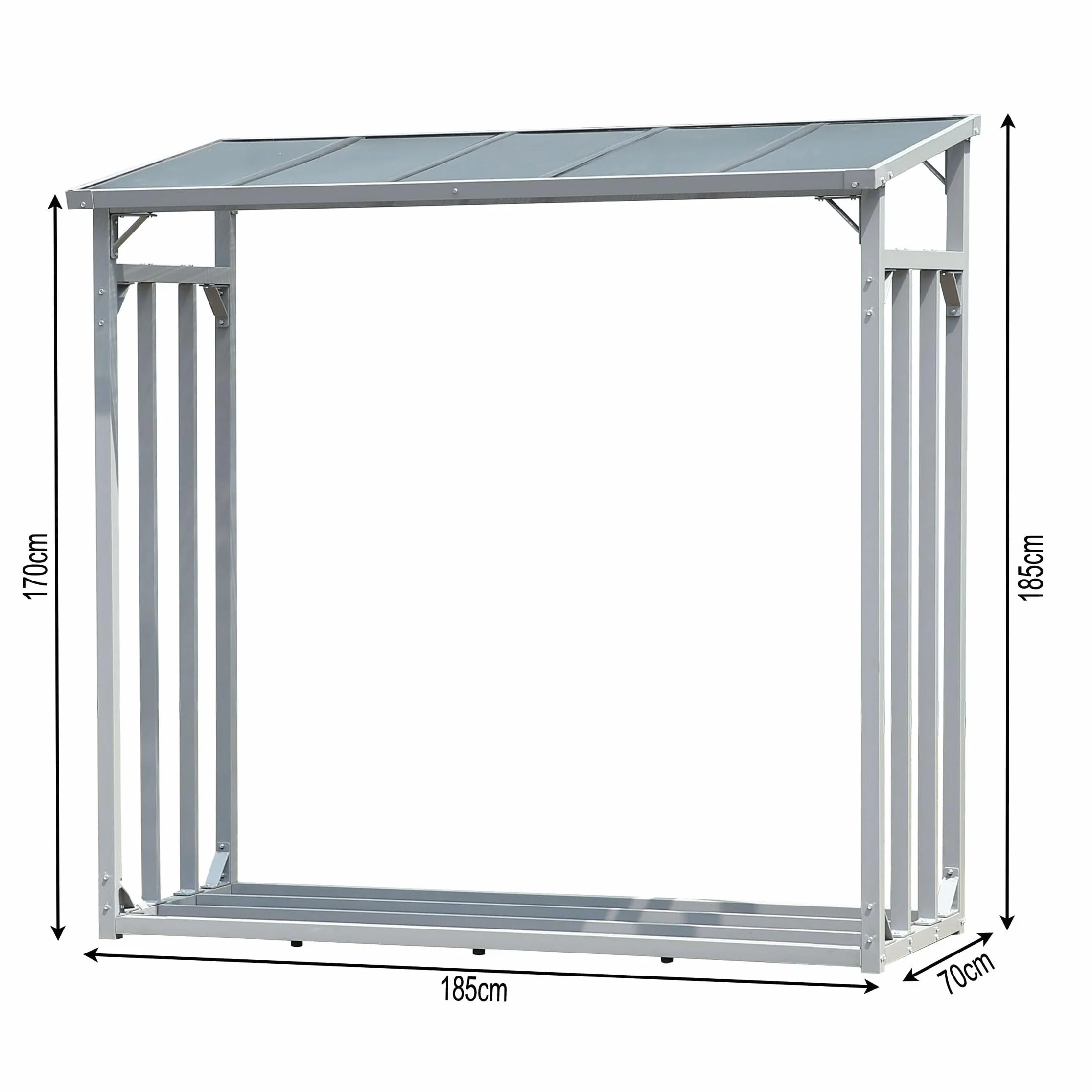 QUICK STAR Aluminiowy regał na drewno kominkowe XXL 185 x 70 x 185 cm, 2,3 m³