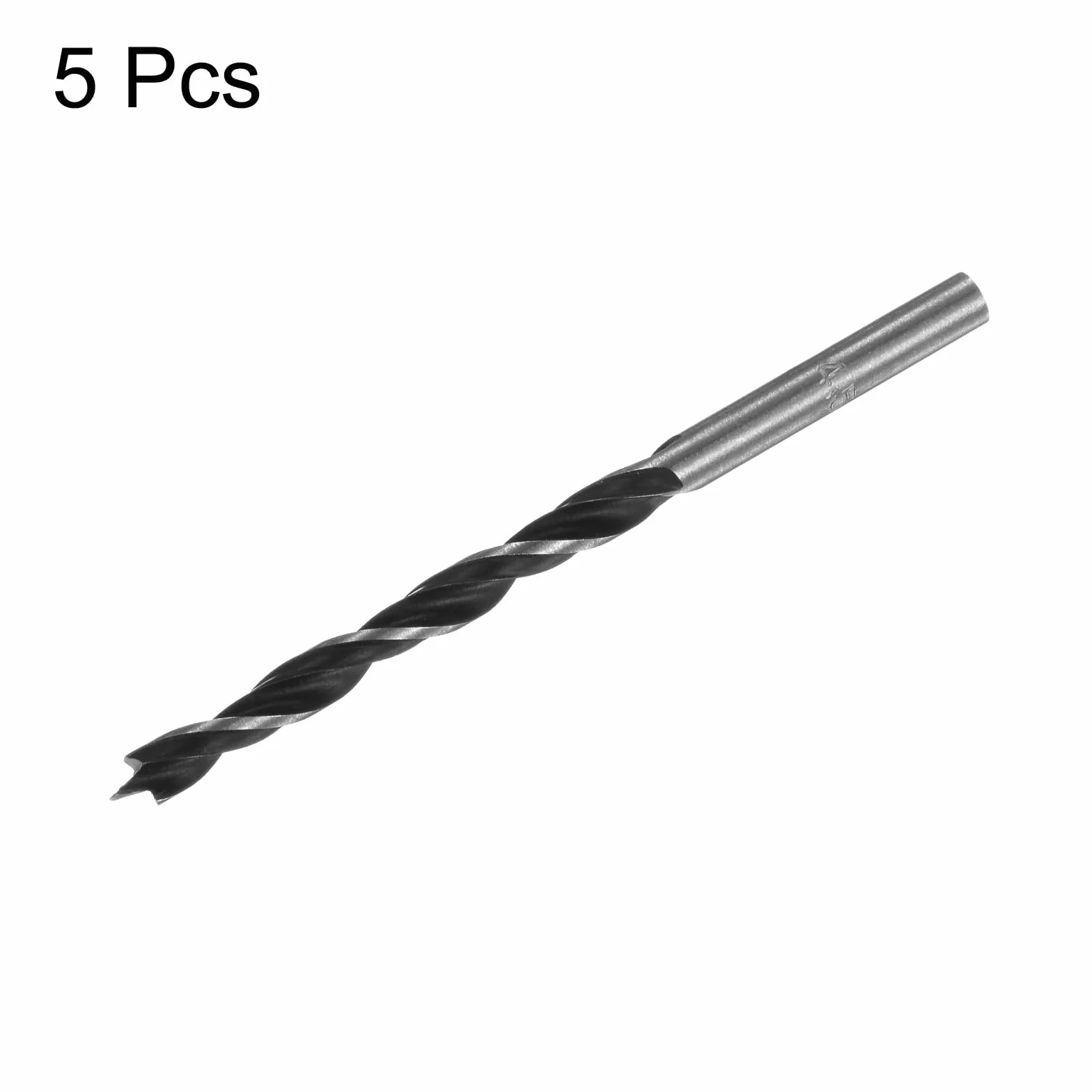 QUARKZMAN 5 szt. wierteł do brad-punktów, 4,5 mm (11/64") średnica prosta stal okrągła wiertło metryczne Brad Point 1,8" głębokość wiertła spiralne do drewna stolarskiego tworzywa sztucznego guma