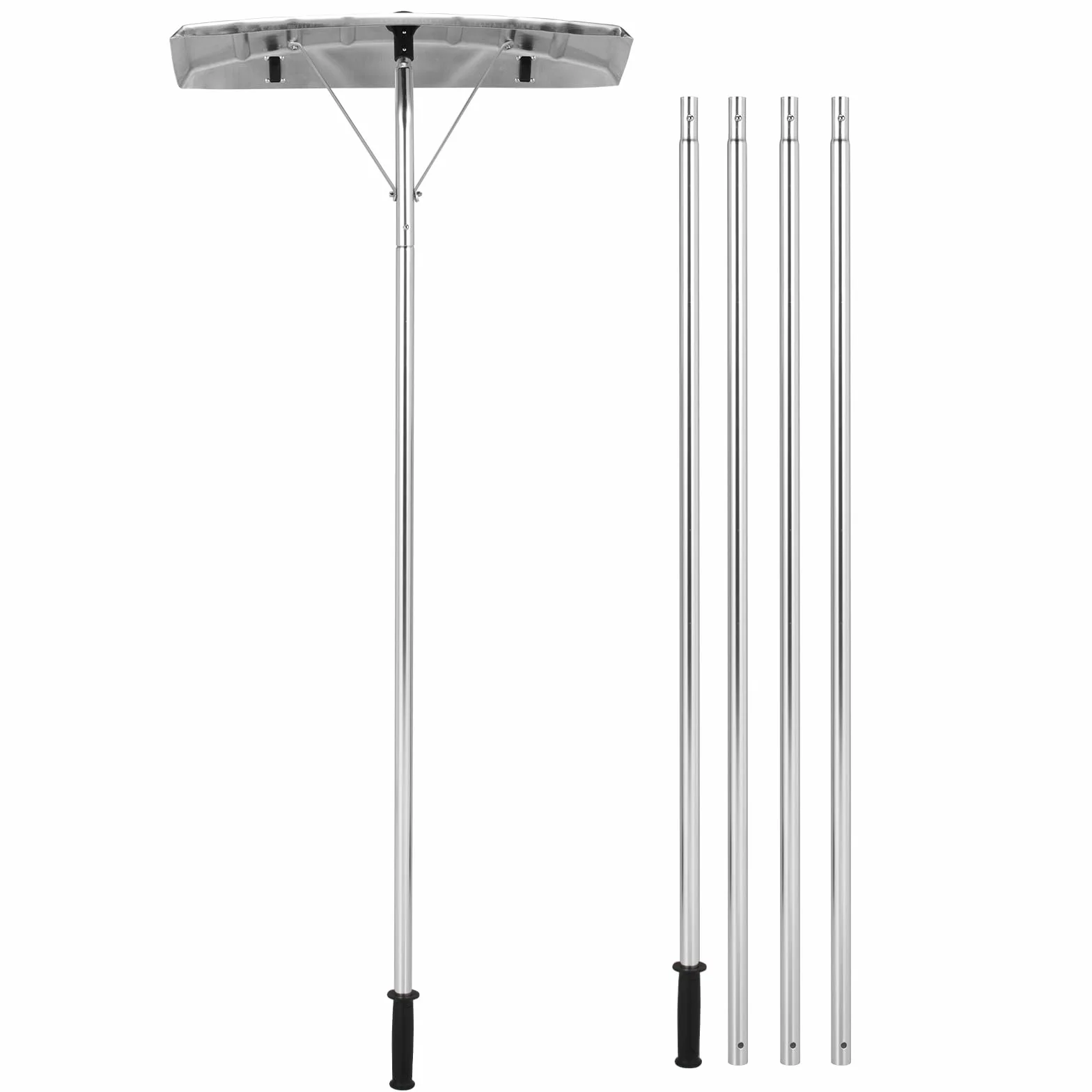 COSTWAY Łopata do śniegu z rolkami, aluminium, antypoślizgowy uchwyt, 148-608 cm, do dachu i instalacji solarnych