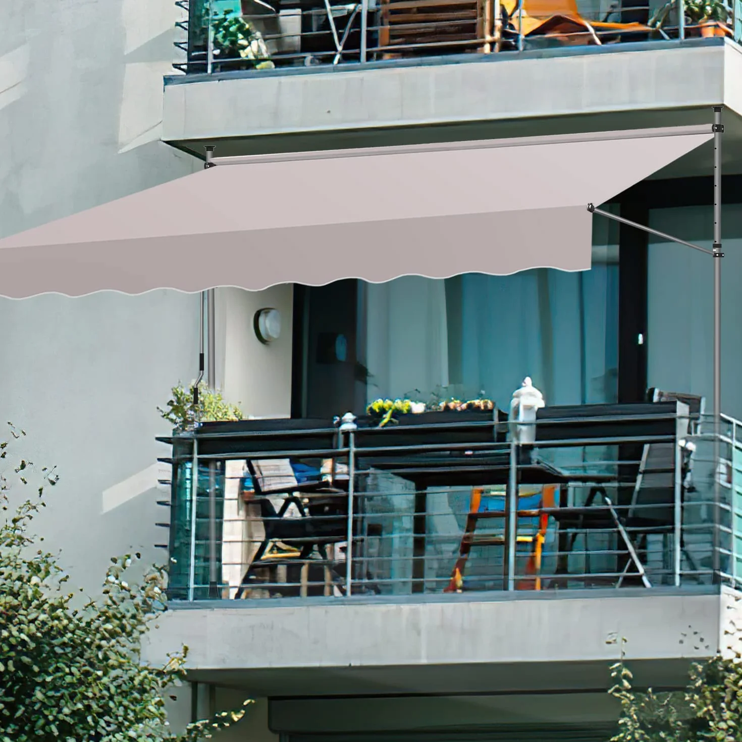 Markiza zaciskowa na balkon 400 cm z korbą ręczną ochrona przed słońcem i wodą