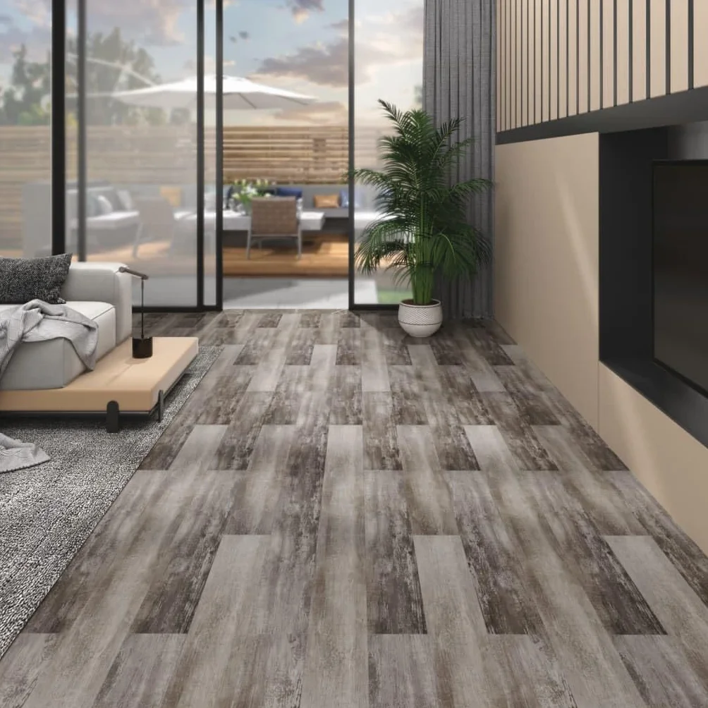 vidaXL Panele podłogowe PVC, 5,02 m², 2 mm, samoprzylepne, matowy brąz