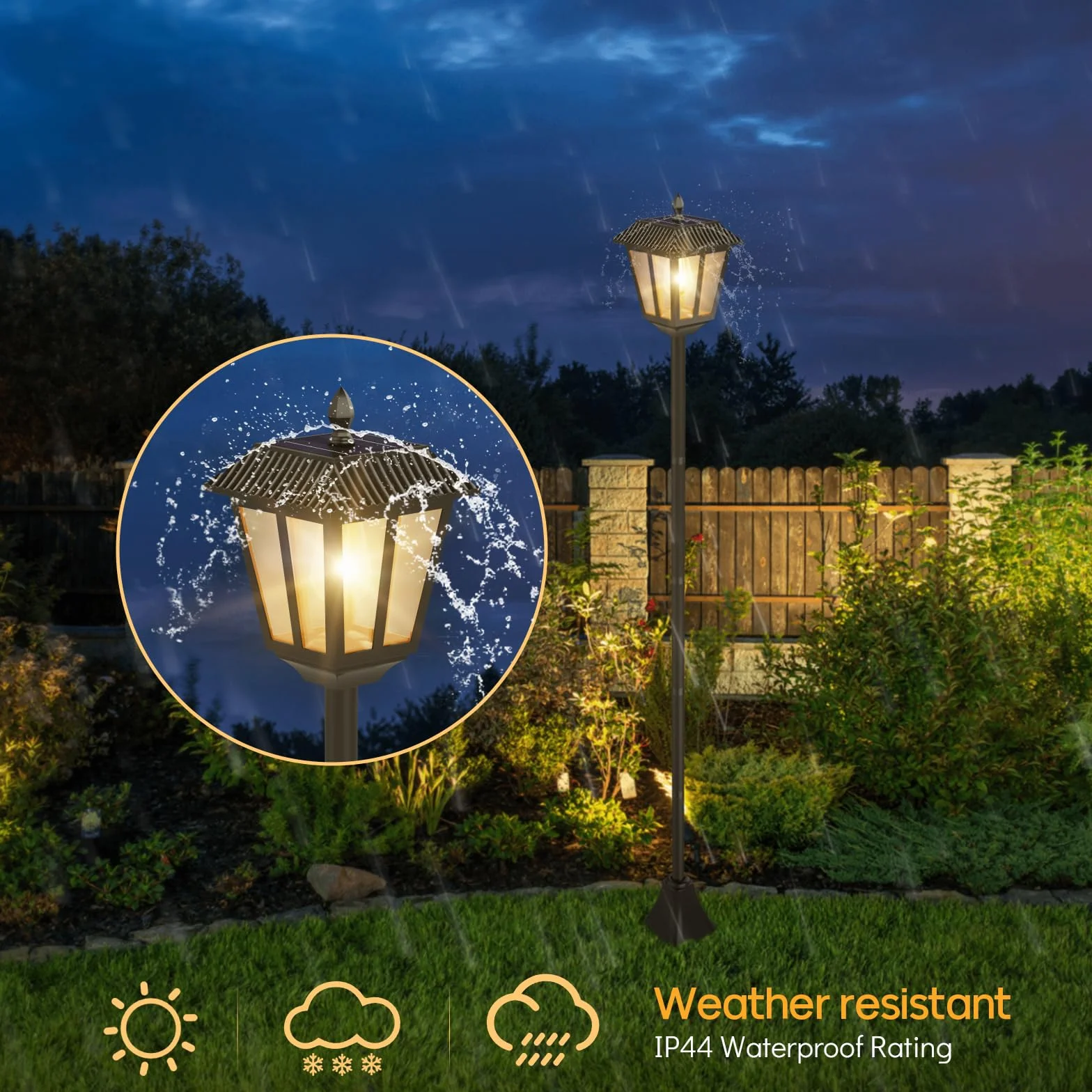 Zewnętrzne lampy solarne LED, latarnia cmentarska z palikiem, wodoodporne lampy solarne do ogrodu, ścieżki podłogowe, 170 cm, ciepłe białe światło (2 sztuki)