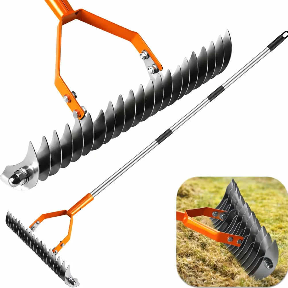 RESSER Aerator Wertykulator Ręczny do Trawy z Kolcami Wahadłowy Trzonek
