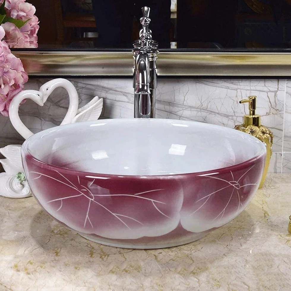 Umywalka łazienkowa nablatowa, biała porcelanowa umywalka ceramiczna nablatowa, 15,6" x 12,6" umywalka łazienkowa w zestawie,
