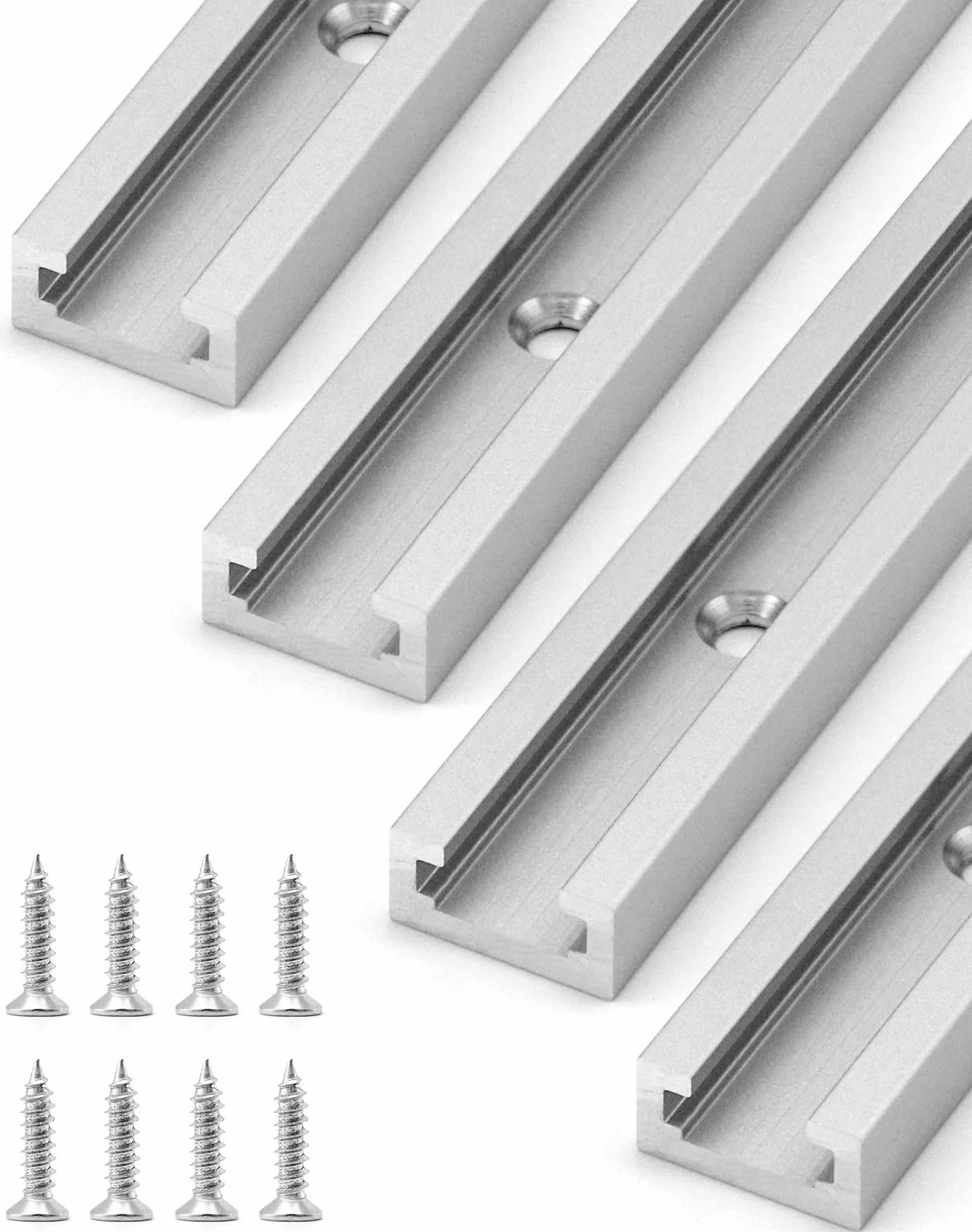 QWORK® 300mm t-track t-slot ukośnica aluminiowa z podwójnym profilem cięcia do stołu frezarki stołowej narzędzie do obróbki drewna 19x10mm 4 paczka