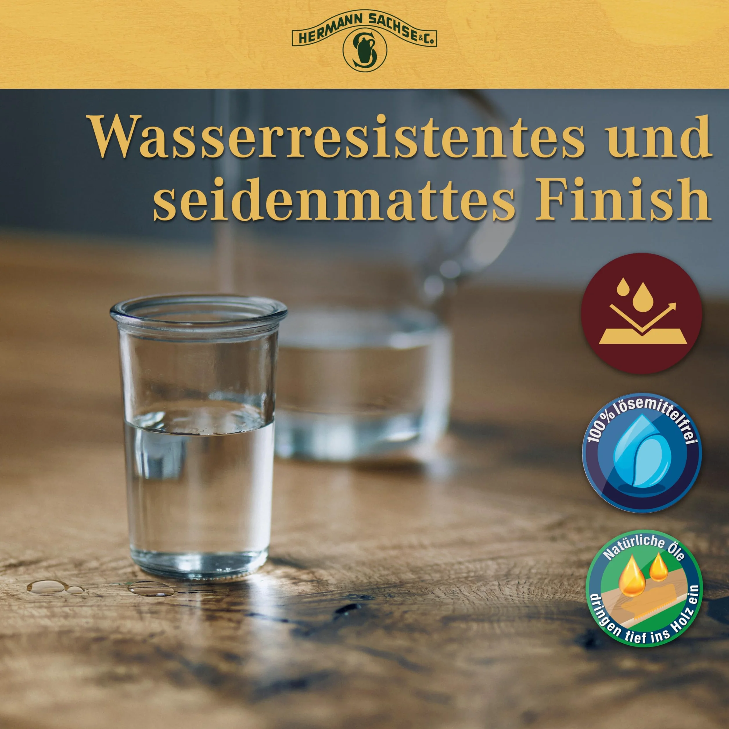 Hermann Sachse Hartöl - 250ml - Holzöl - Möbelöl - Effektiver Holzschutz im Innenbereich - Natürliches Leinöl - Arbeitsplattenöl - Öl für Tische - Made in Germany