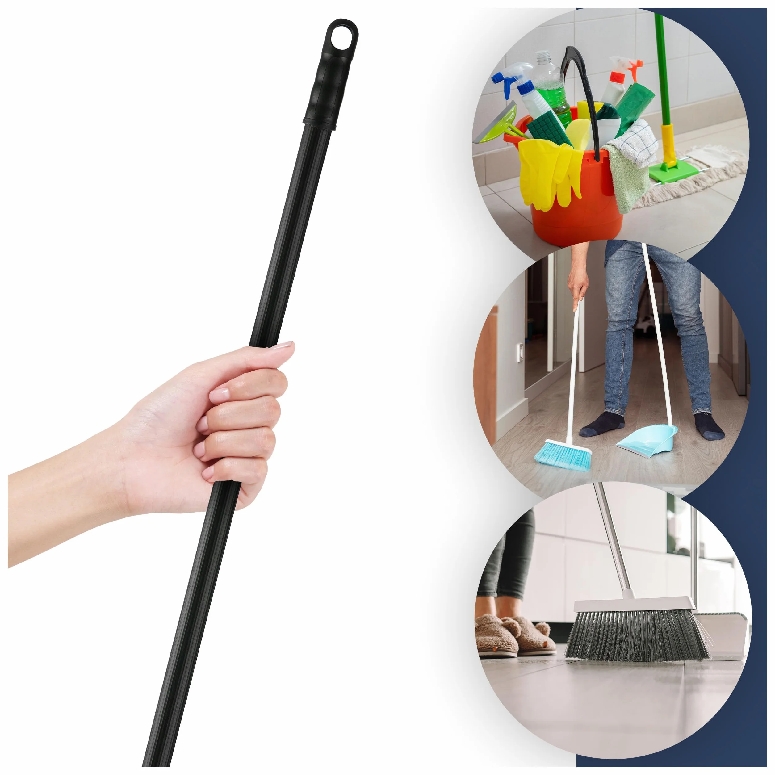Trzonek Metalowy 120 cm z Gwintem, Kij do Szczotki, Miotły, Solidny Trzon z Metalu, Uchwyt Na Wieszak, Trwały i Wytrzymały Trzon Wymienny