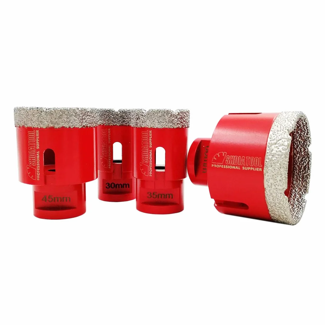 SHDIATOOL Bity rdzeniowe do suchego diamentu 4 szt. / zestaw średnica 30/35/45/60 mm lutowane próżniowo otwornica M14 gwint do płytek porcelanowych granitowych marmur