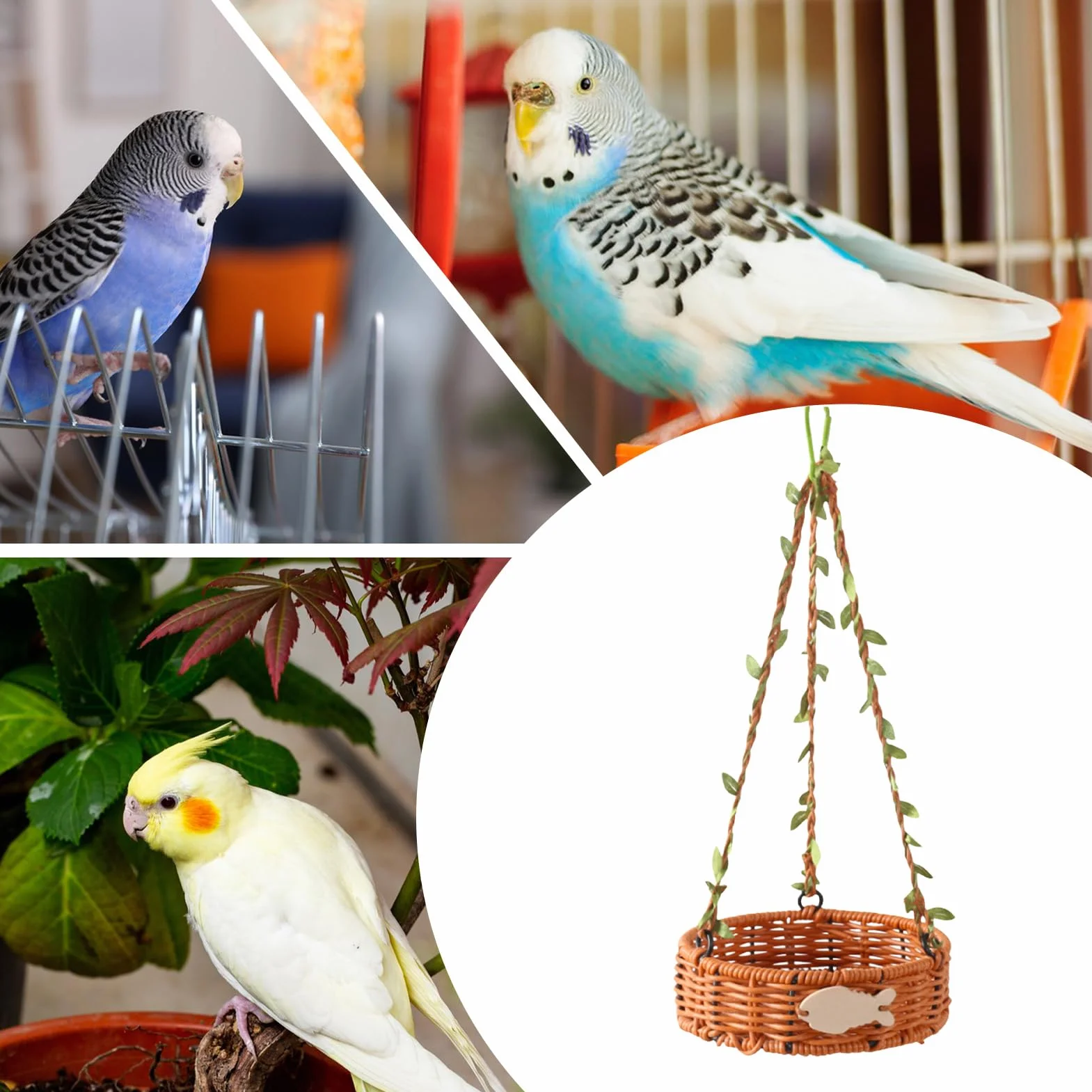 Hammock Bird Jaskinie gniazd ptaków Miejsca do spania Nymphensithich Imitat Rattan Vintage Ręcznie Oddychająca tkanina łatwa do czyszczenia dla Kanarków nimfy wspinaczkowe jedzenie