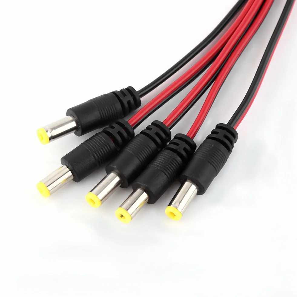 Yctze 10 Sztuk 12V Kabel Zasilający Kamery Monitoringu CCTV, Męska i żeńska Wtyczka Zasilania DC, Czarno-czerwona Kamera Złącza Wtykowe DC