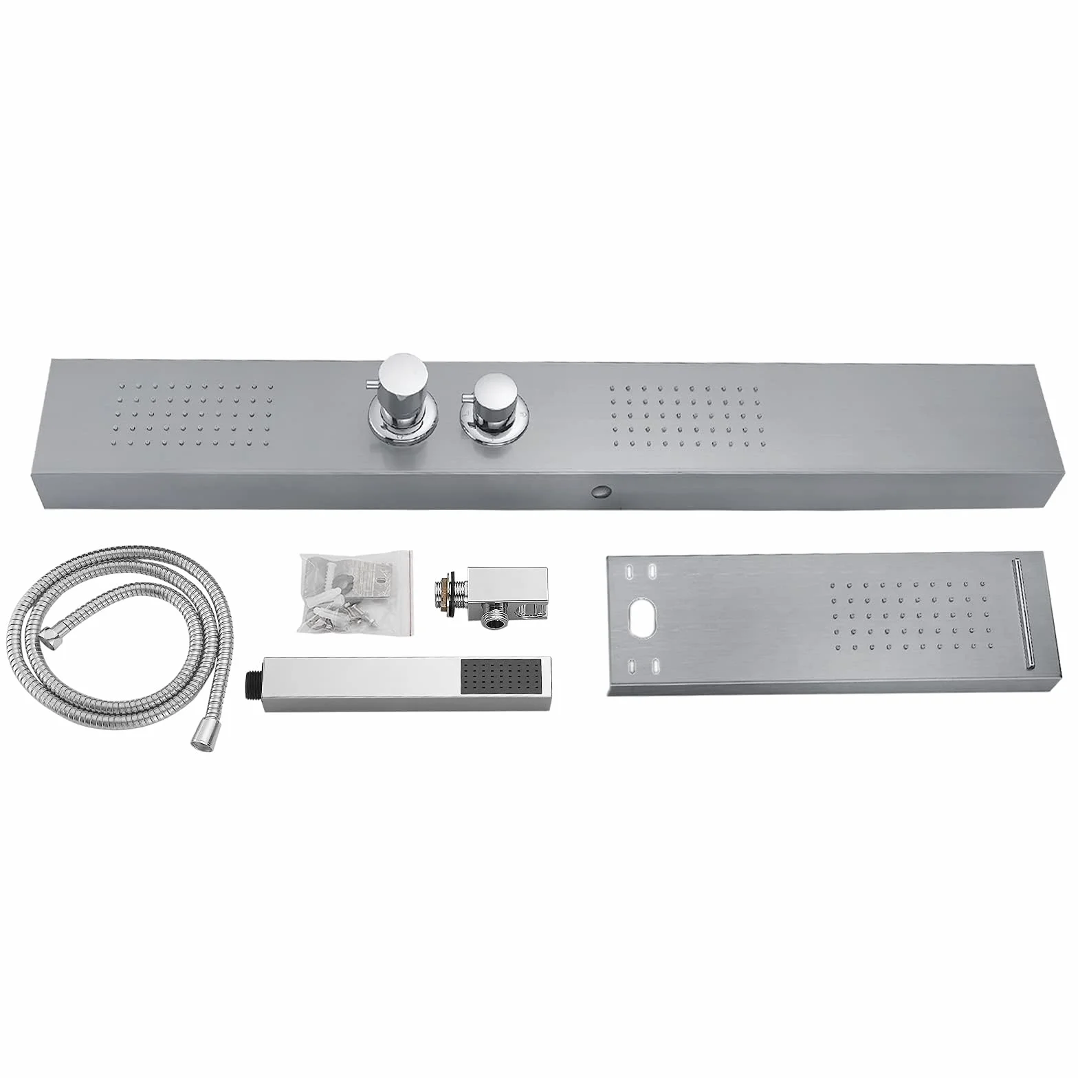 LZQ Panel prysznicowy, deszczownica, system prysznicowy ze stali nierdzewnej 304, słuchawka prysznicowa, regulacja wysokości, drążek prysznicowy 4 w 1 z termostatem, system paneli prysznicowych