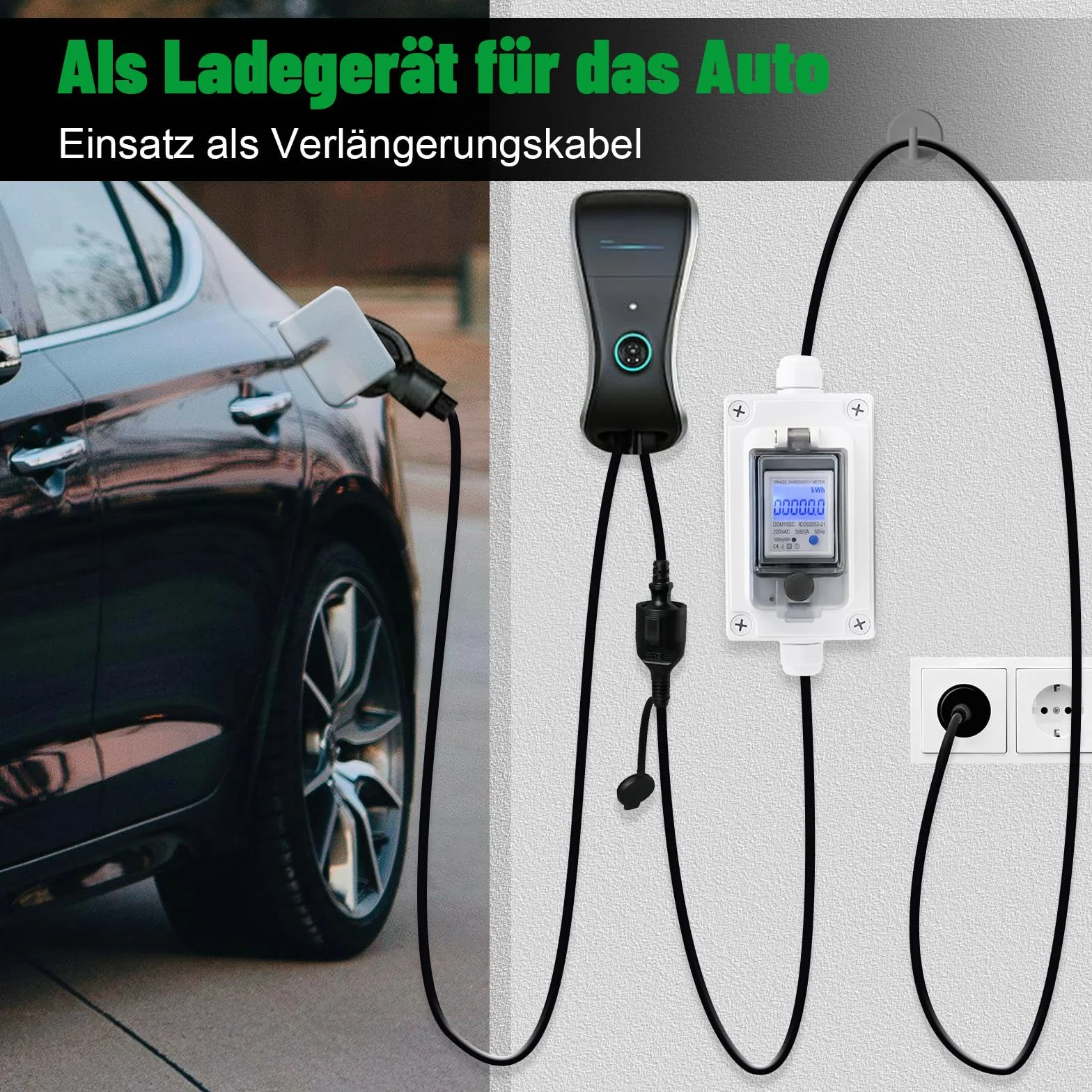 Mobilny cyfrowy miernik energii elektrycznej 230 V 60 A zewnętrzny miernik mocy CEE z wodoodpornością IP67 wodoodporny miernik energii elektrycznej LED z resetem przenośny gumowy przewód do węża