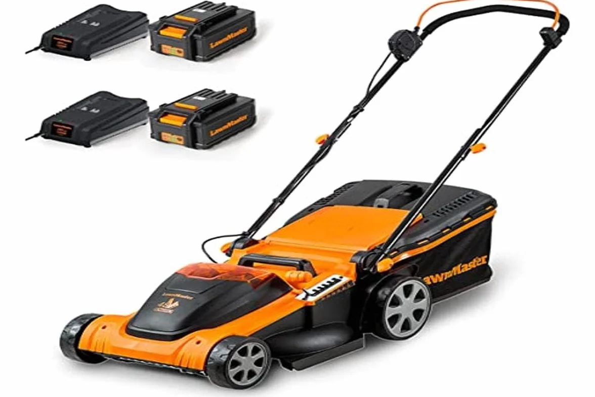 Lawnmaster CLMF4841E Akumulatorowa Kosiarka do Trawy 37 cm 6 Regulowanych Wysokości Cięcia