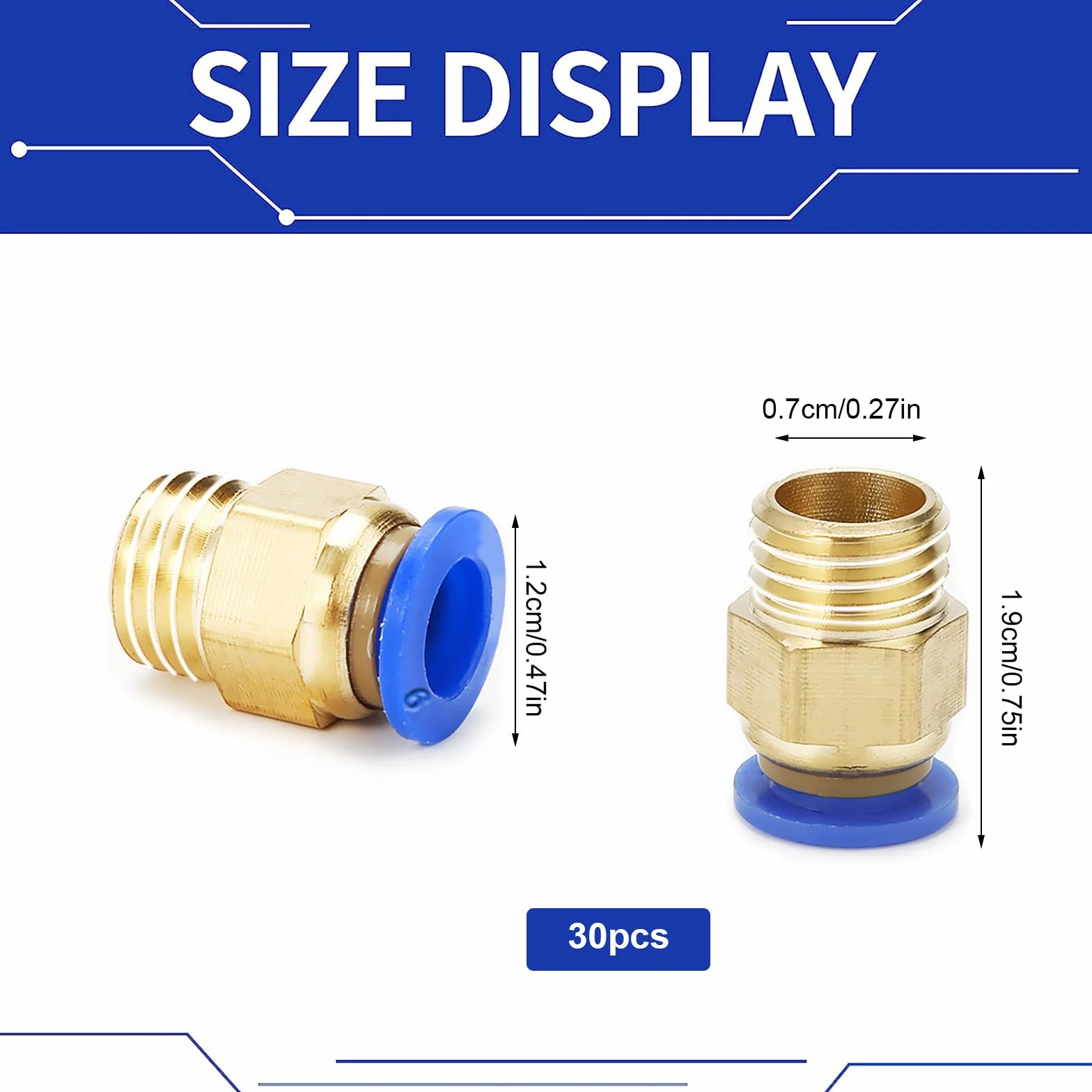 30 sztuk złączy pneumatycznych 6 mm G1/8" BSP gwint zewnętrzny szybkozłączka mosiężna prosta złączka pneumatyczna do urządzeń automatyki tchawicy
