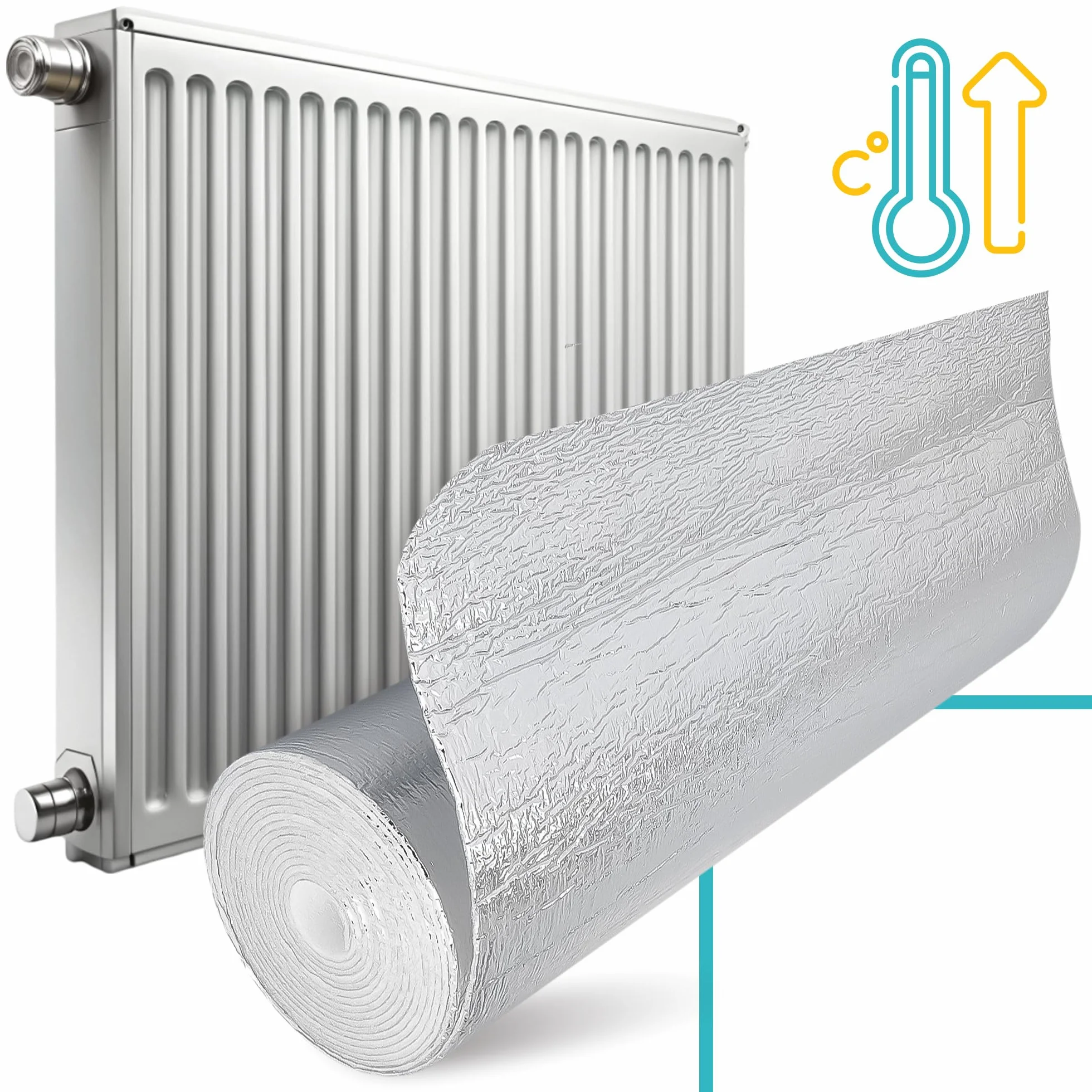 Mata Termoizolacyjna Folia Izolacyjna Aluminiowa 3 x 500 x 2500 mm | Termiczna Izolacja Dachu Kampera Ocieplenie Pianka Odbijająca Ciepło Grzejników Ekran Zagrzejnikowy Rolka