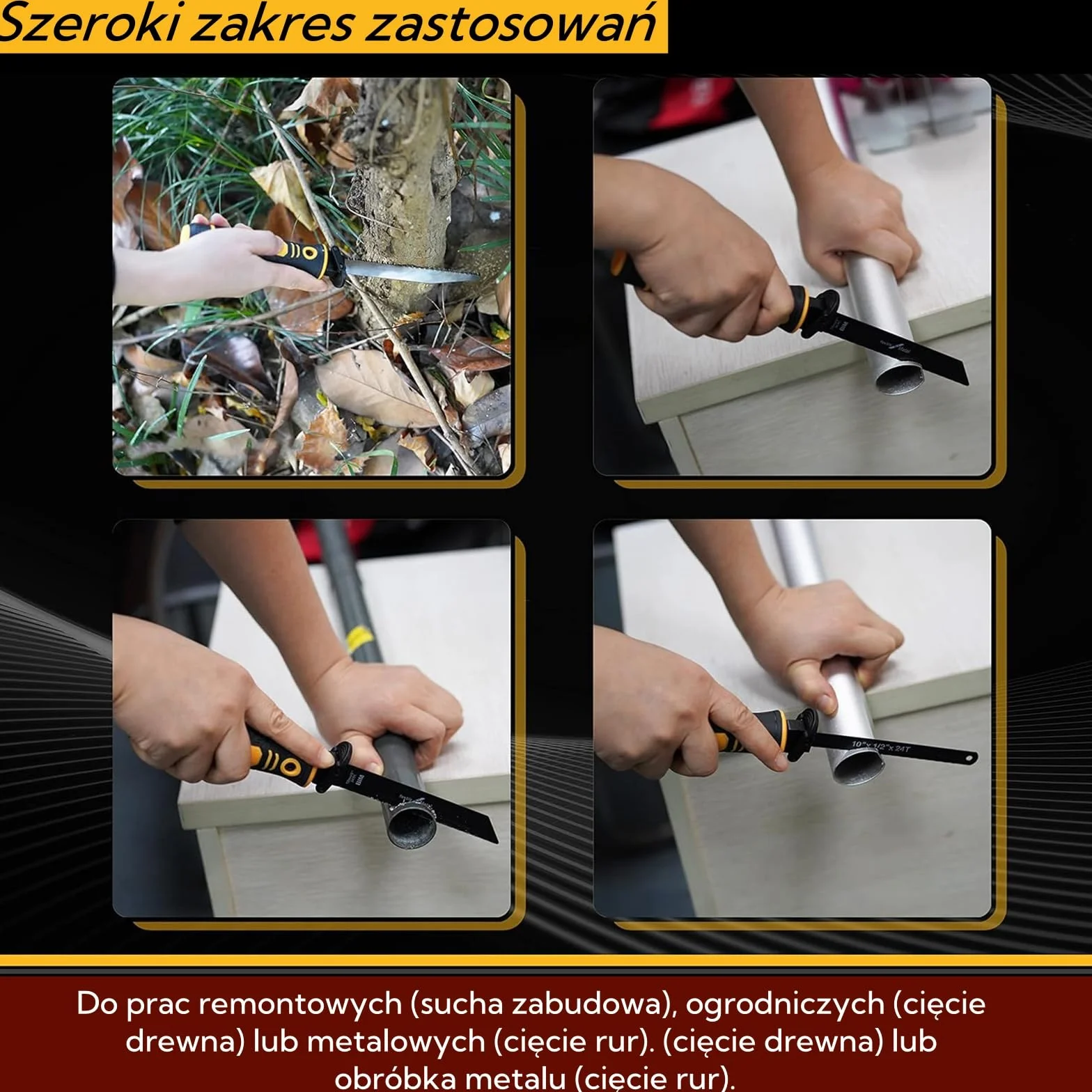 Magicbox Piła do Metalu 8 w 1 z Wymiennymi Ostrzami - System Samoblokujący & Ergonomiczny Uchwyt - Do Cięcia Metalu, Drewna, Płyty G-K, Plastiku