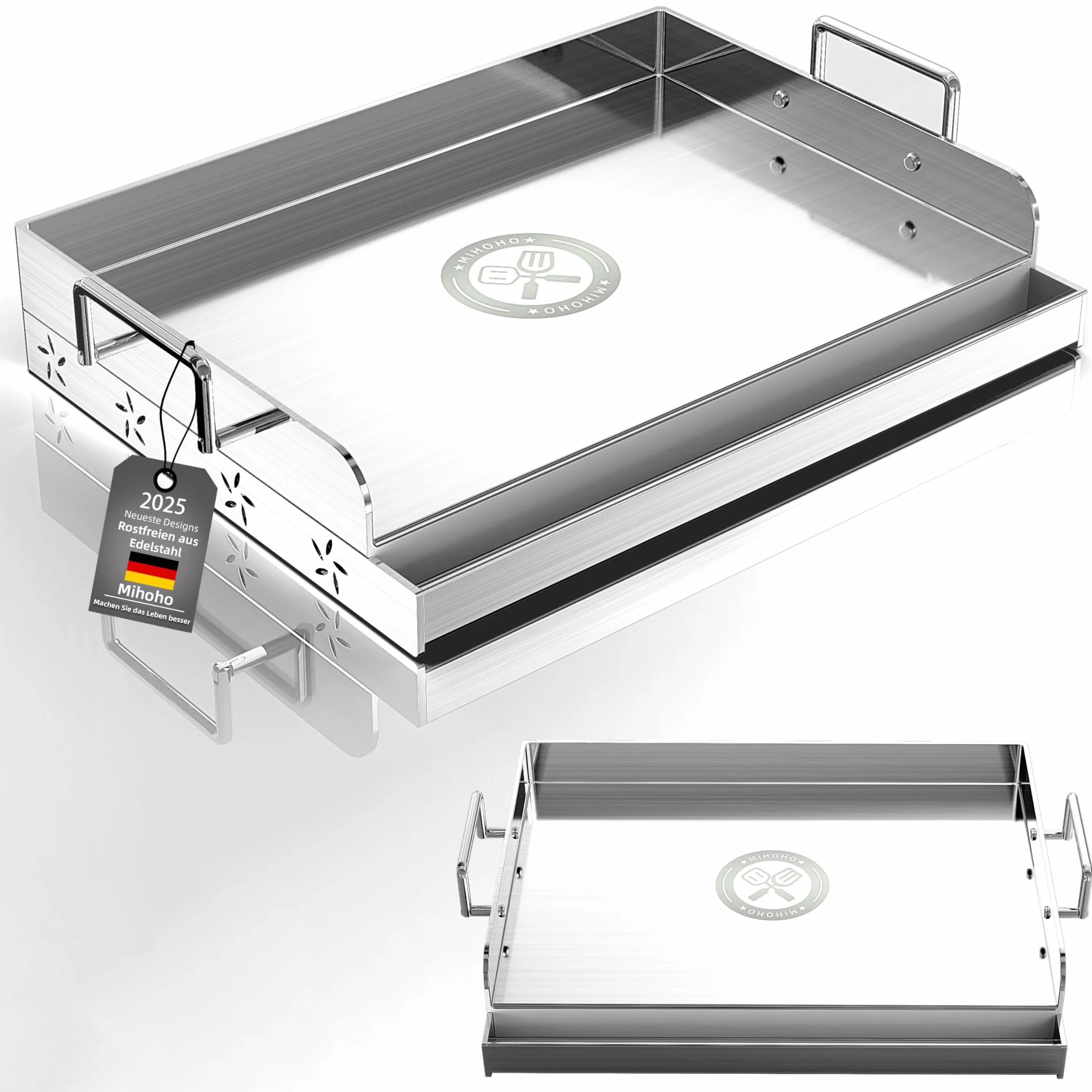 Uniwersalna płyta grillowa ze stali nierdzewnej Plancha Griddle z równomiernym ogrzewaniem, grill do grilla gazowego i węglowego – uniwersalna płaska góra, do grilla, na kemping, do tailgatingu i