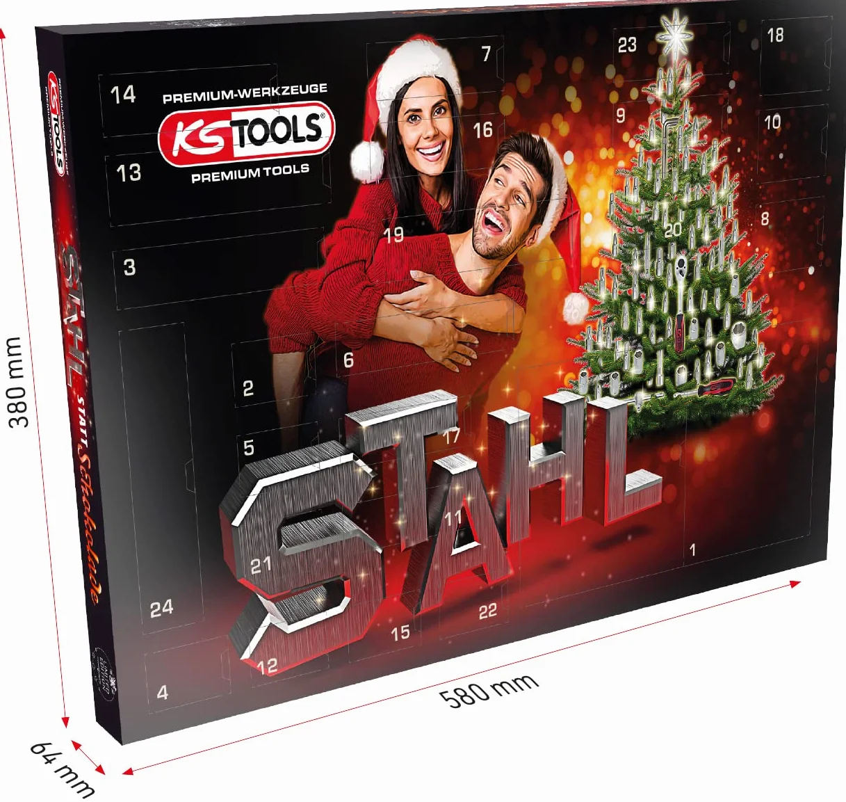 KS Tools 999.4444 Kalendarz adwentowy zestaw kluczy nasadowych 1/4", 131-szt