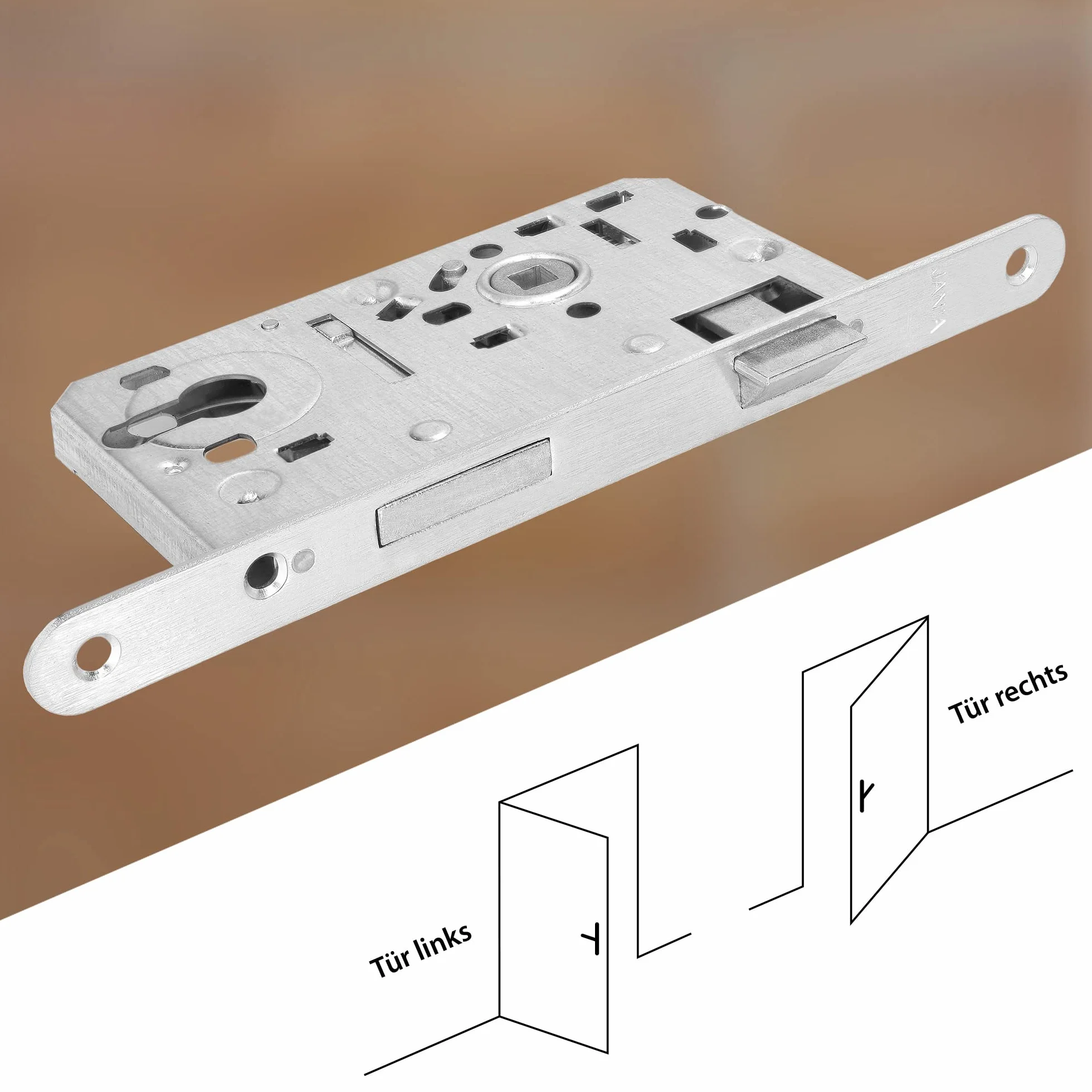 KOTARBAU® Zamek wpuszczany 72/55 mm DIN lewy cylinder profilowy zamek do drzwi drzwi wewnętrznych z płytą oporową ocynkowana stal nierdzewna zamek wpuszczany do bramy ogrodowej zamek do drzwi