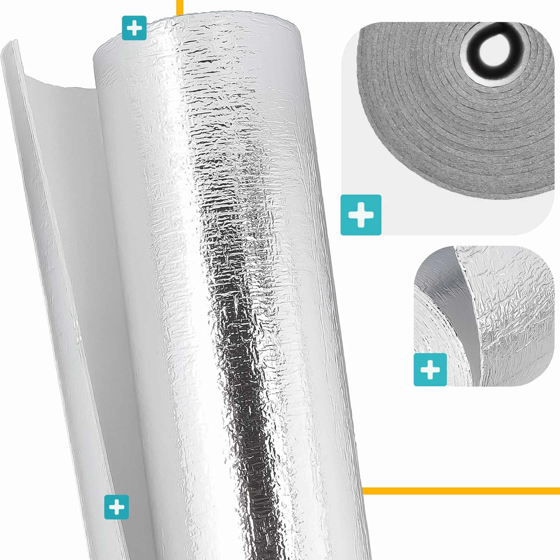 Mata Termoizolacyjna Folia Izolacyjna Aluminiowa 3 x 500 x 2500 mm | Termiczna Izolacja Dachu Kampera Ocieplenie Pianka Odbijająca Ciepło Grzejników Ekran Zagrzejnikowy Rolka
