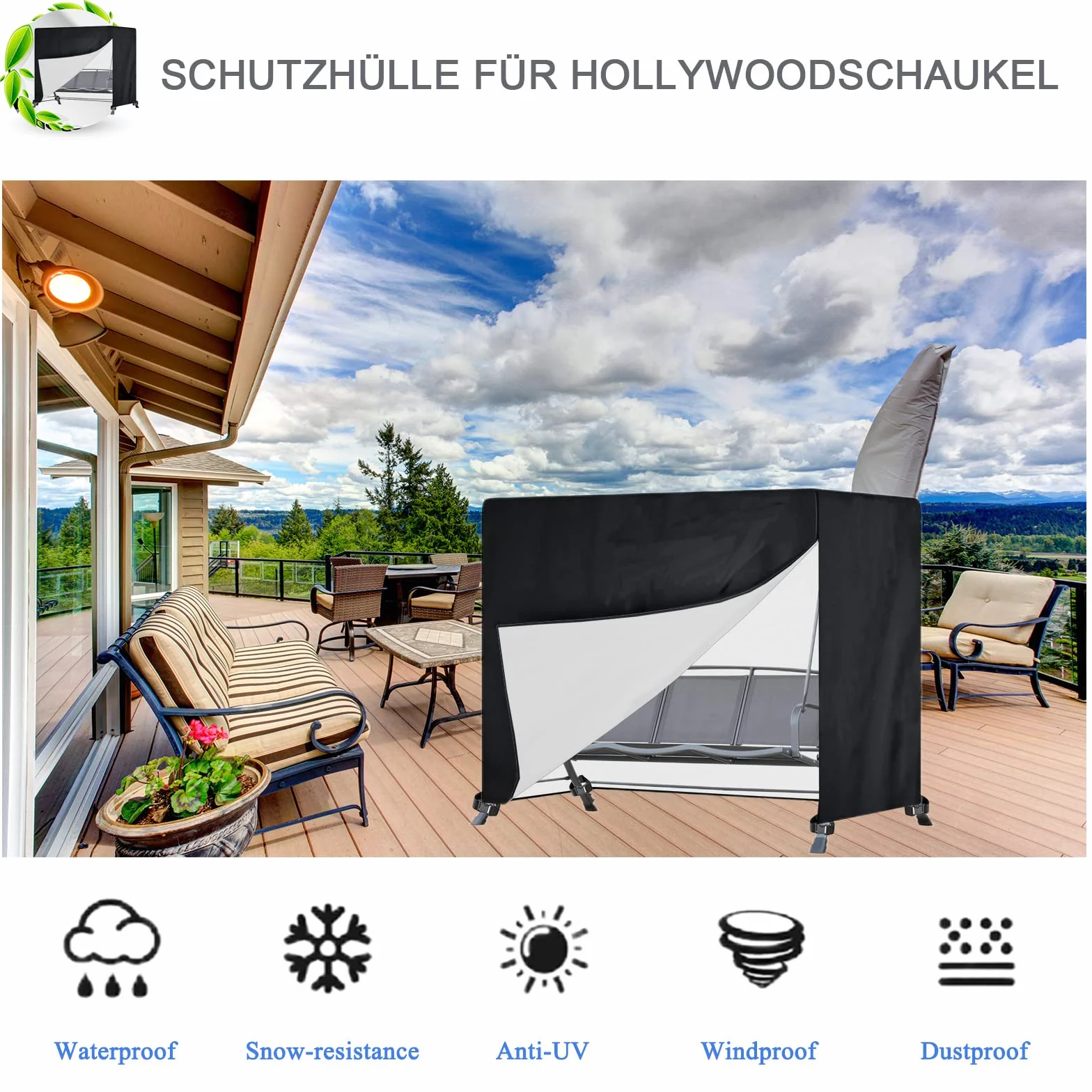 Pokrowiec ochronny na huśtawkę Hollywood wodoszczelny Oxford 420D 250x150x170 cm czarny