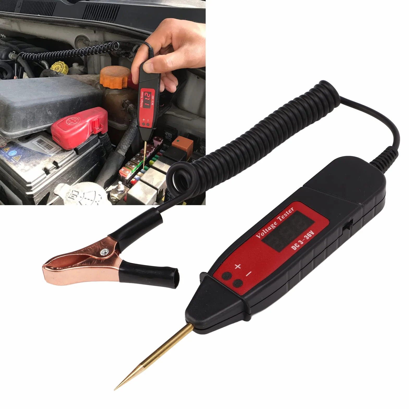 Narzędzie do Naprawy Samochodów Samochód Tester Obwodów Elektrycznych Pen Lcd Cyfrowy Wyświetlacz Sonda Napięciowa Detektor Dc3-36V do Konserwacji Pojazdu