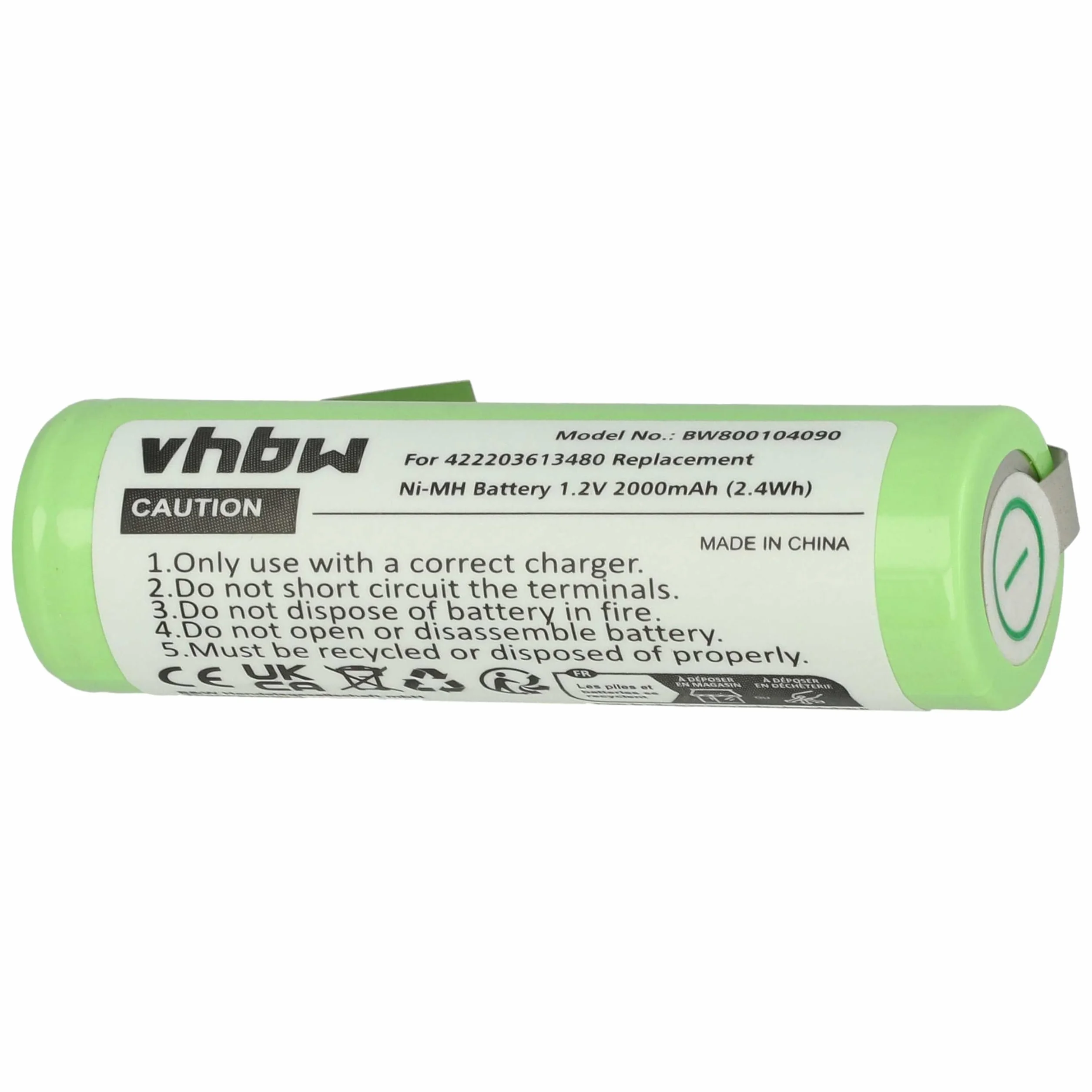 vhbw Akumulator kompatybilny z Philips HQ7310 2000 mAh 1,2 V NiMH