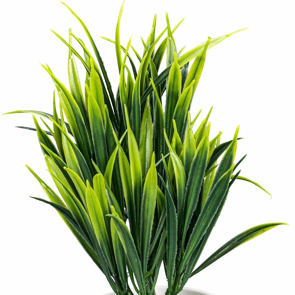 Dekoracyjna trawa w doniczce biała 19 cm tworzywo sztuczne